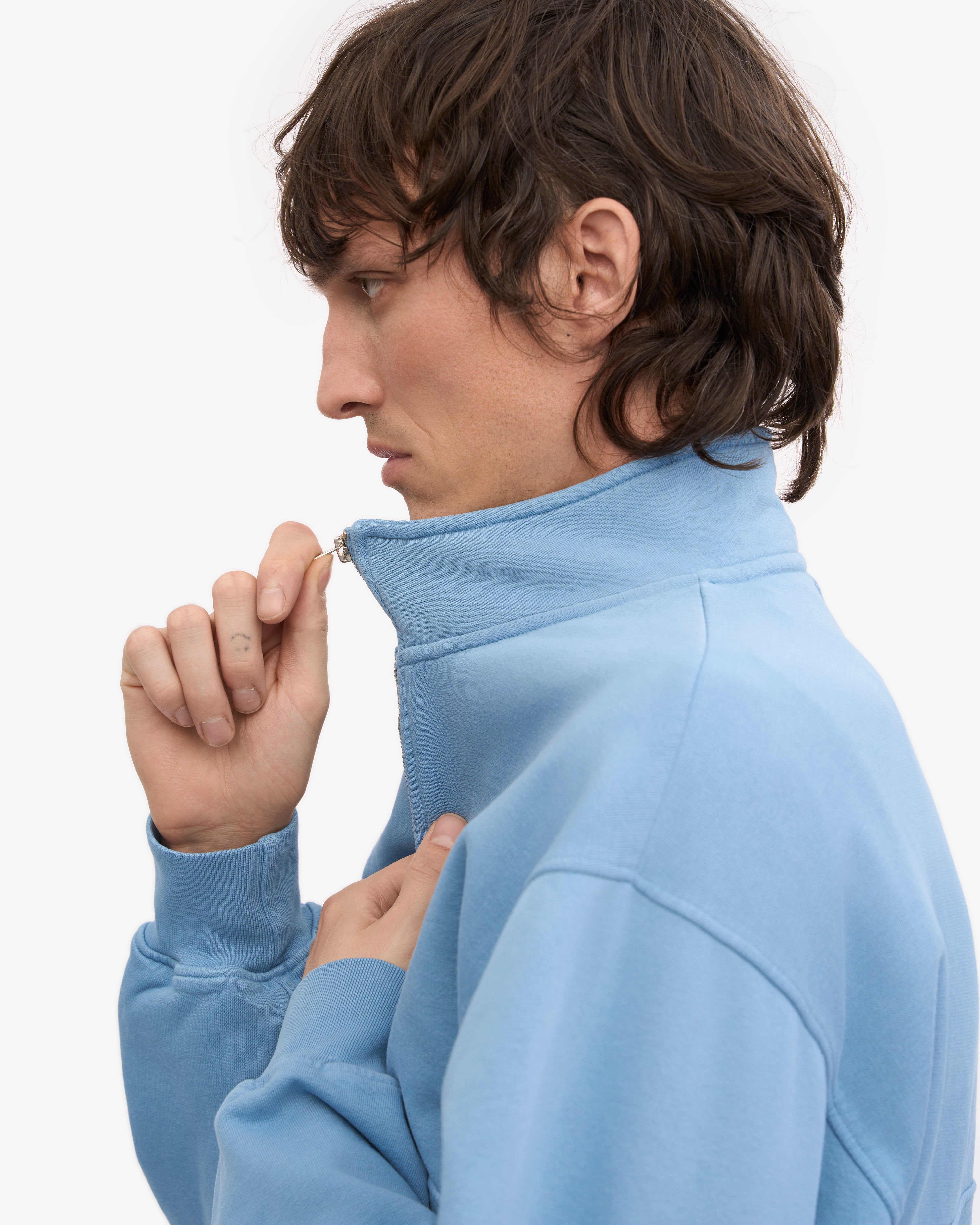 Organic Quarter Zip - Seaside Blue