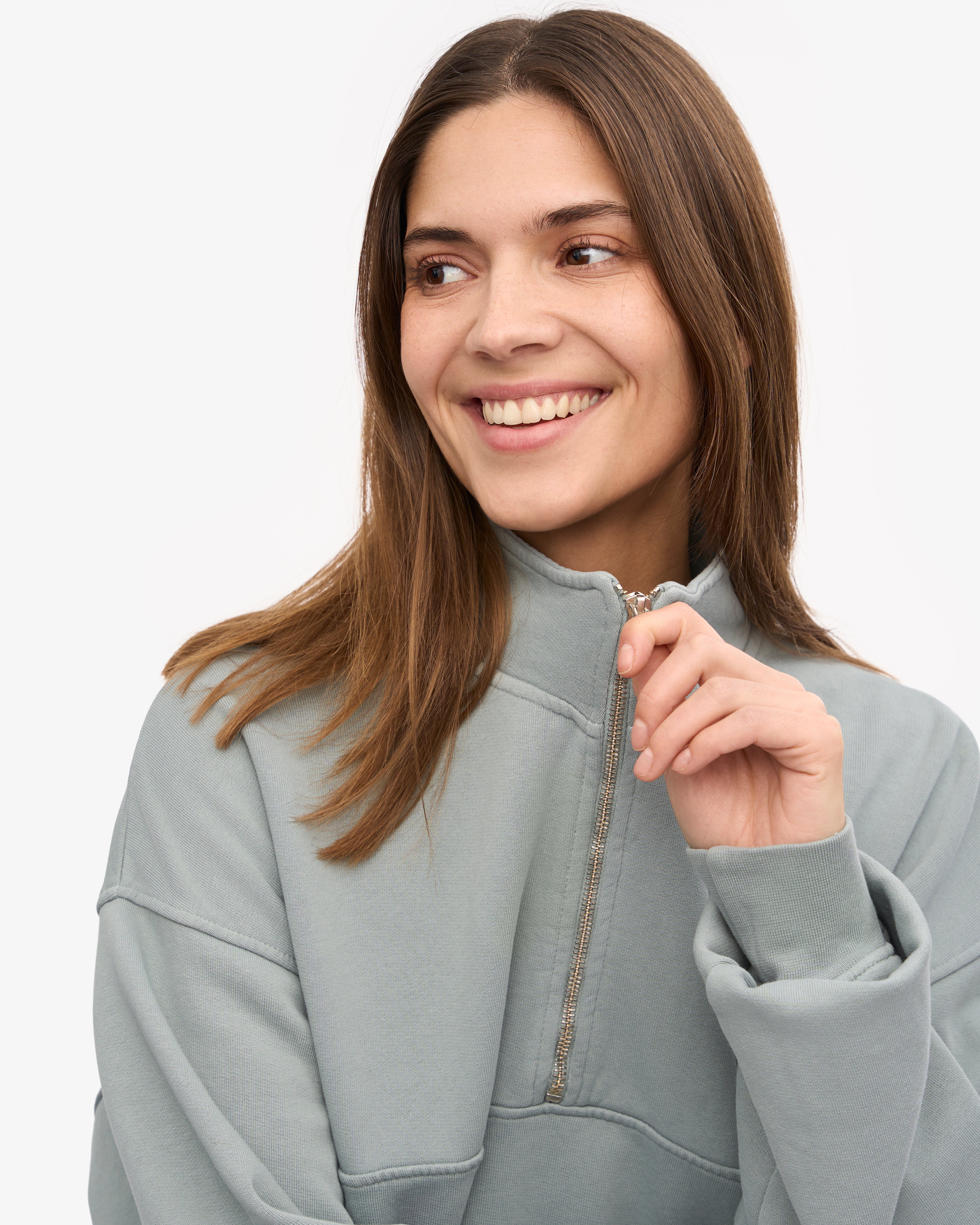 Organic Quarter Zip - Steel Blue