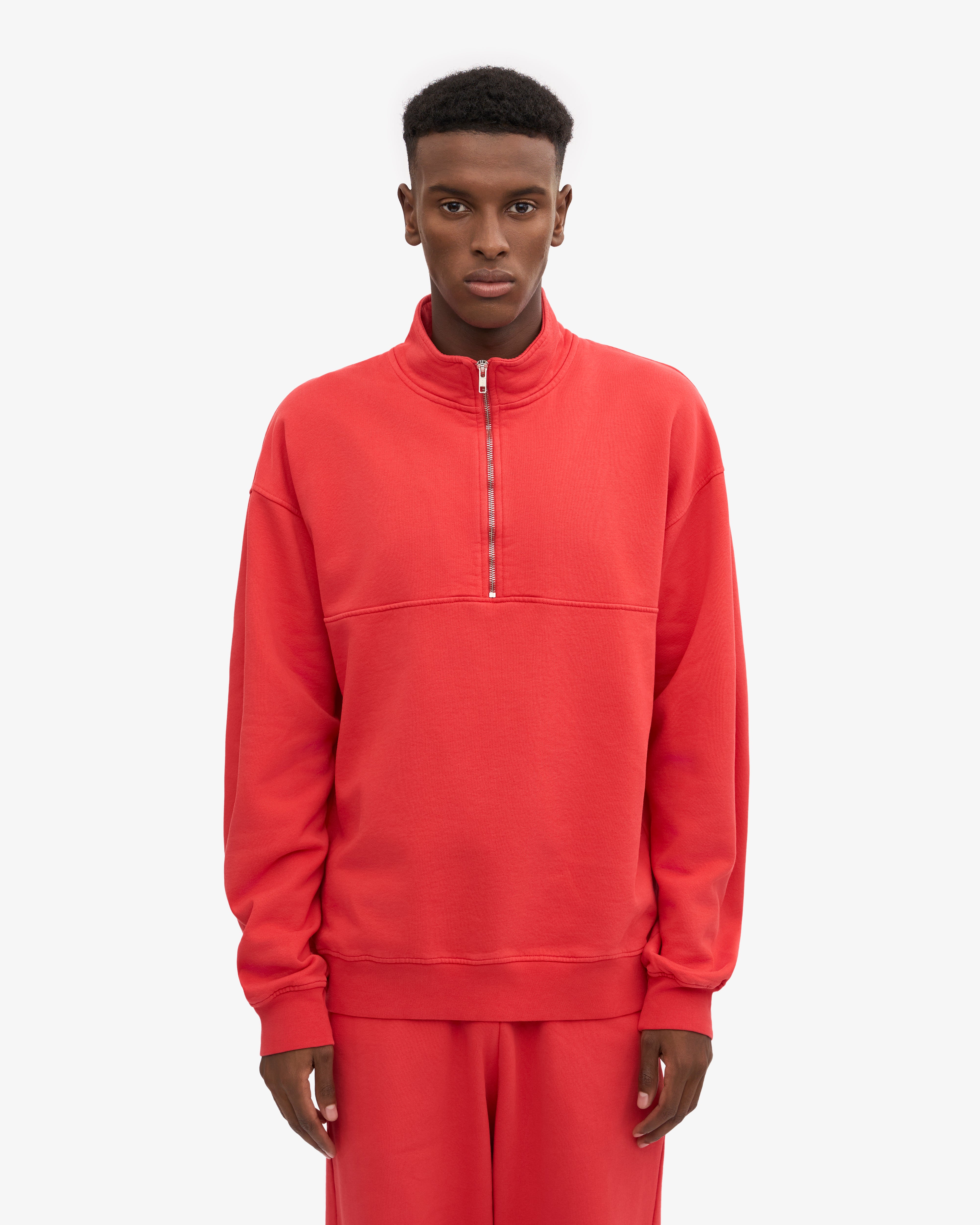 Organic Quarter Zip - Red Tangerine