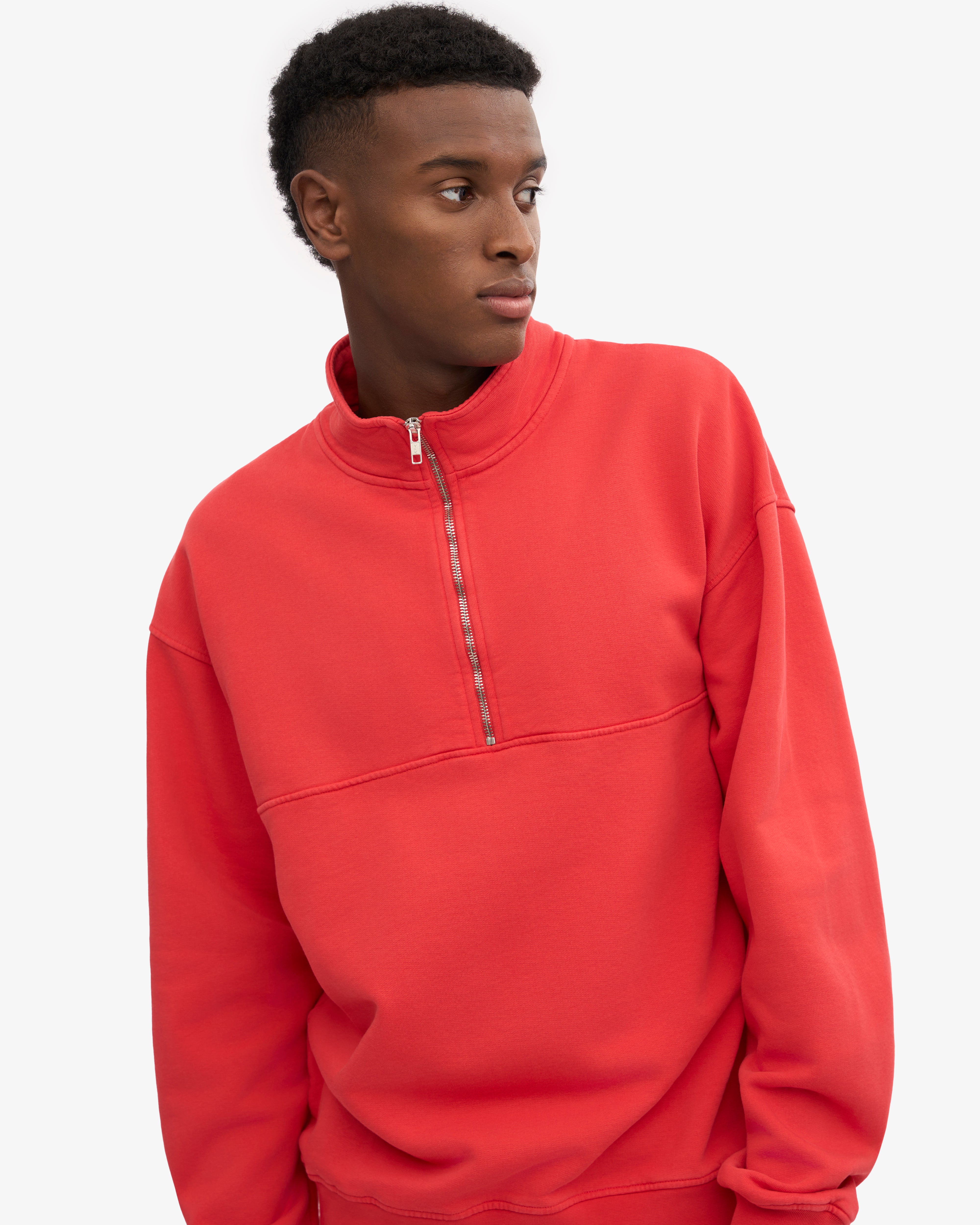Organic Quarter Zip - Red Tangerine