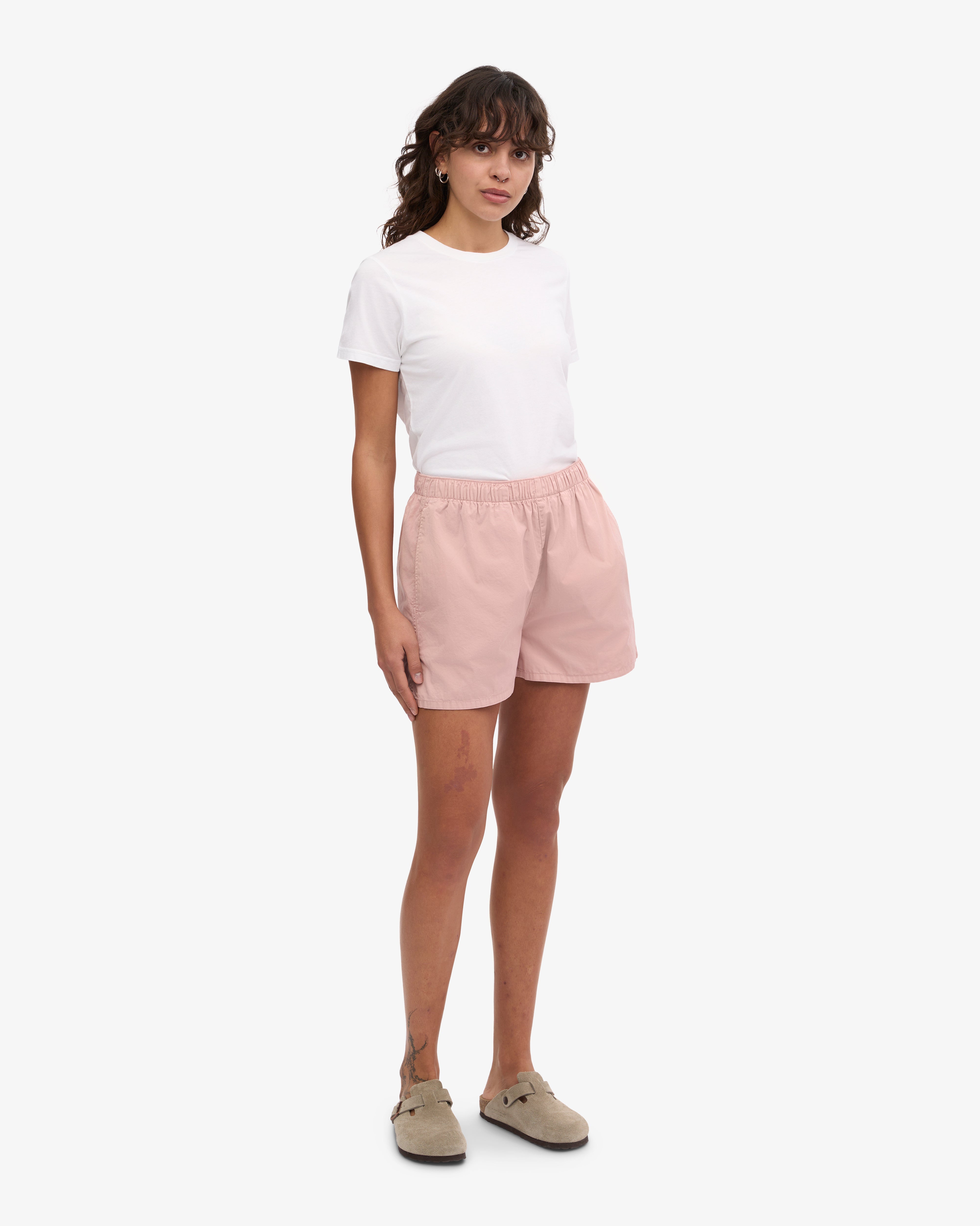 Women Organic Twill Shorts - Faded Pink