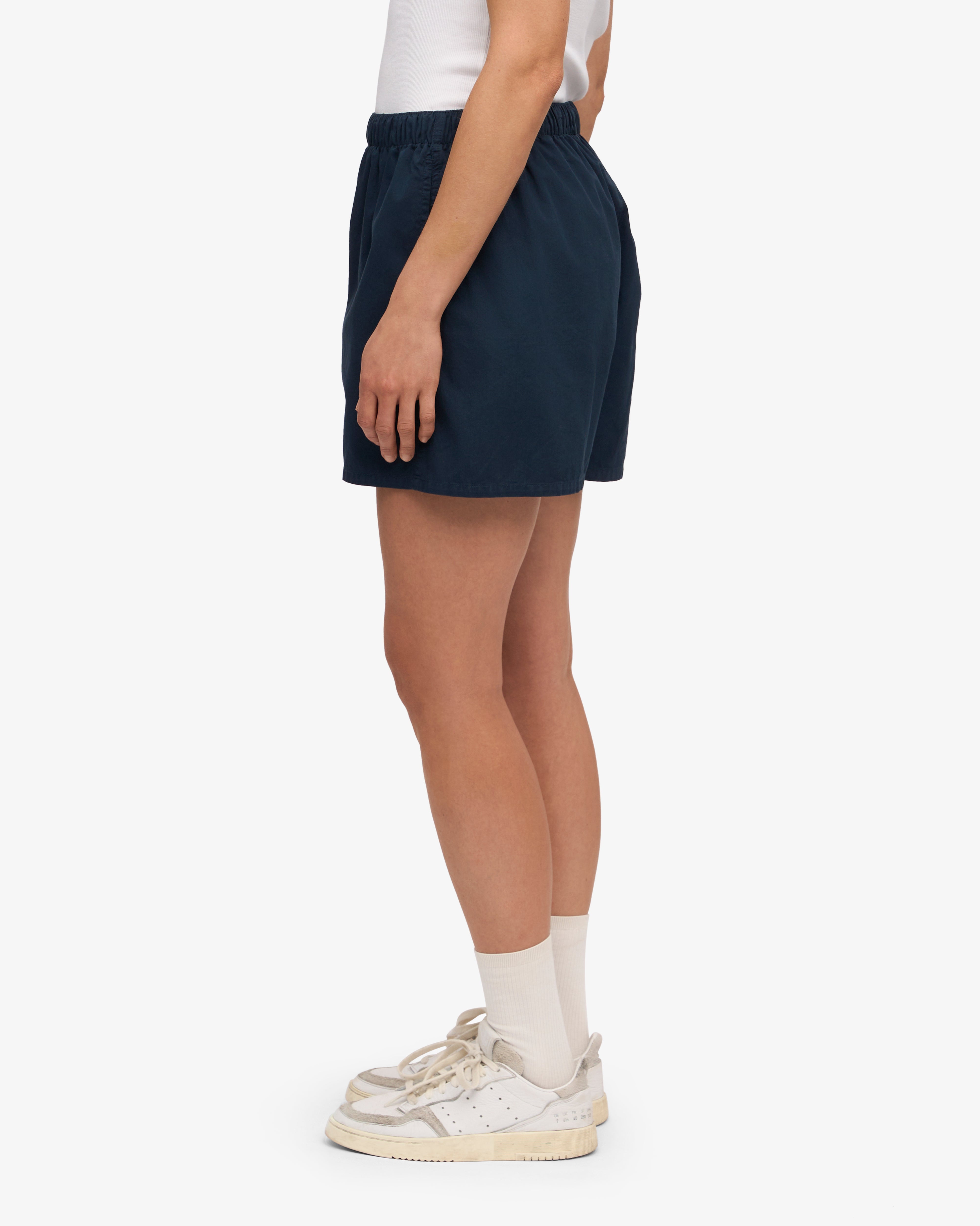 Women Organic Twill Shorts - Navy Blue & Optical White (2-Pack)