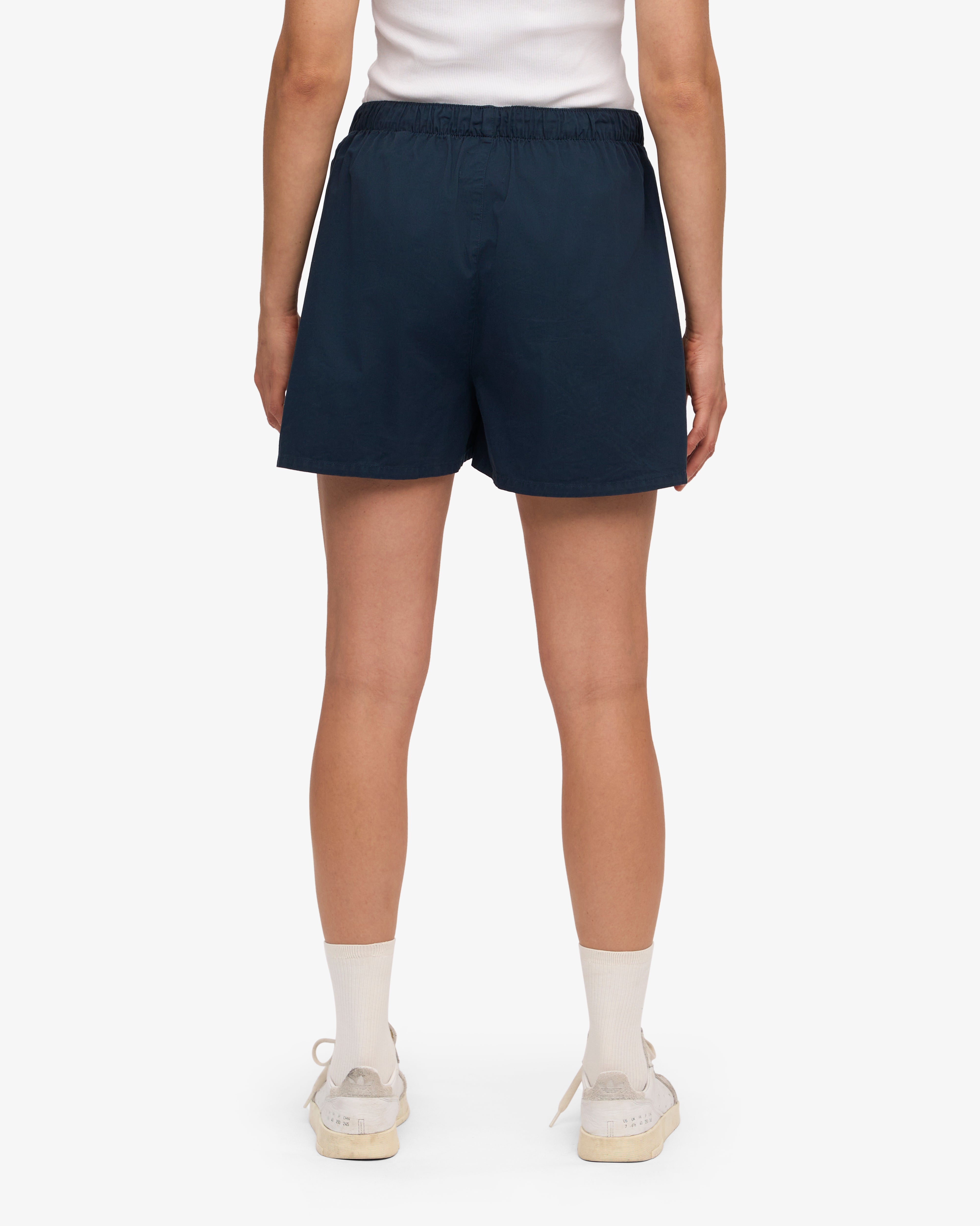 Women Organic Twill Shorts - Navy Blue & Optical White (2-Pack)
