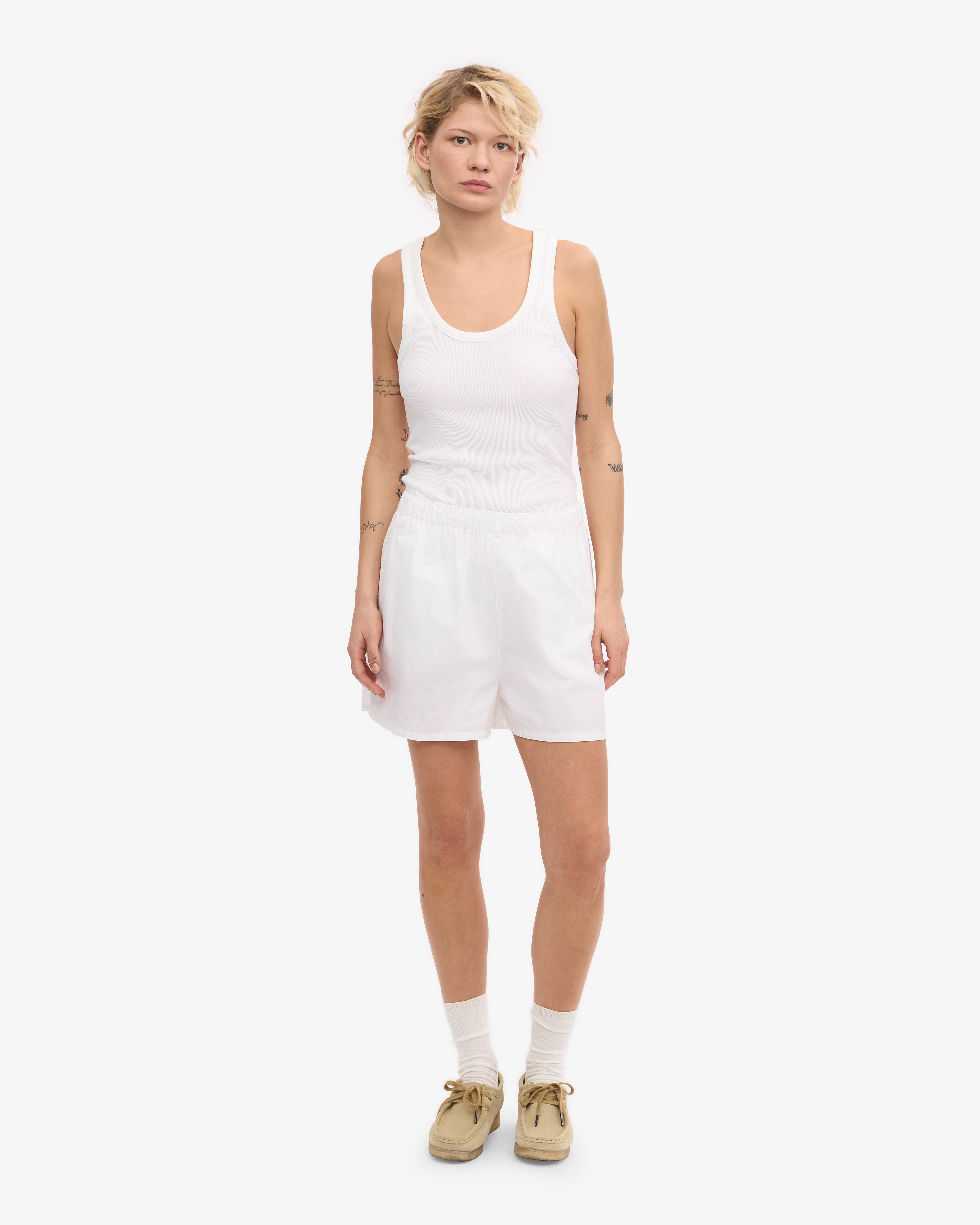 Women Organic Twill Shorts - Optical White