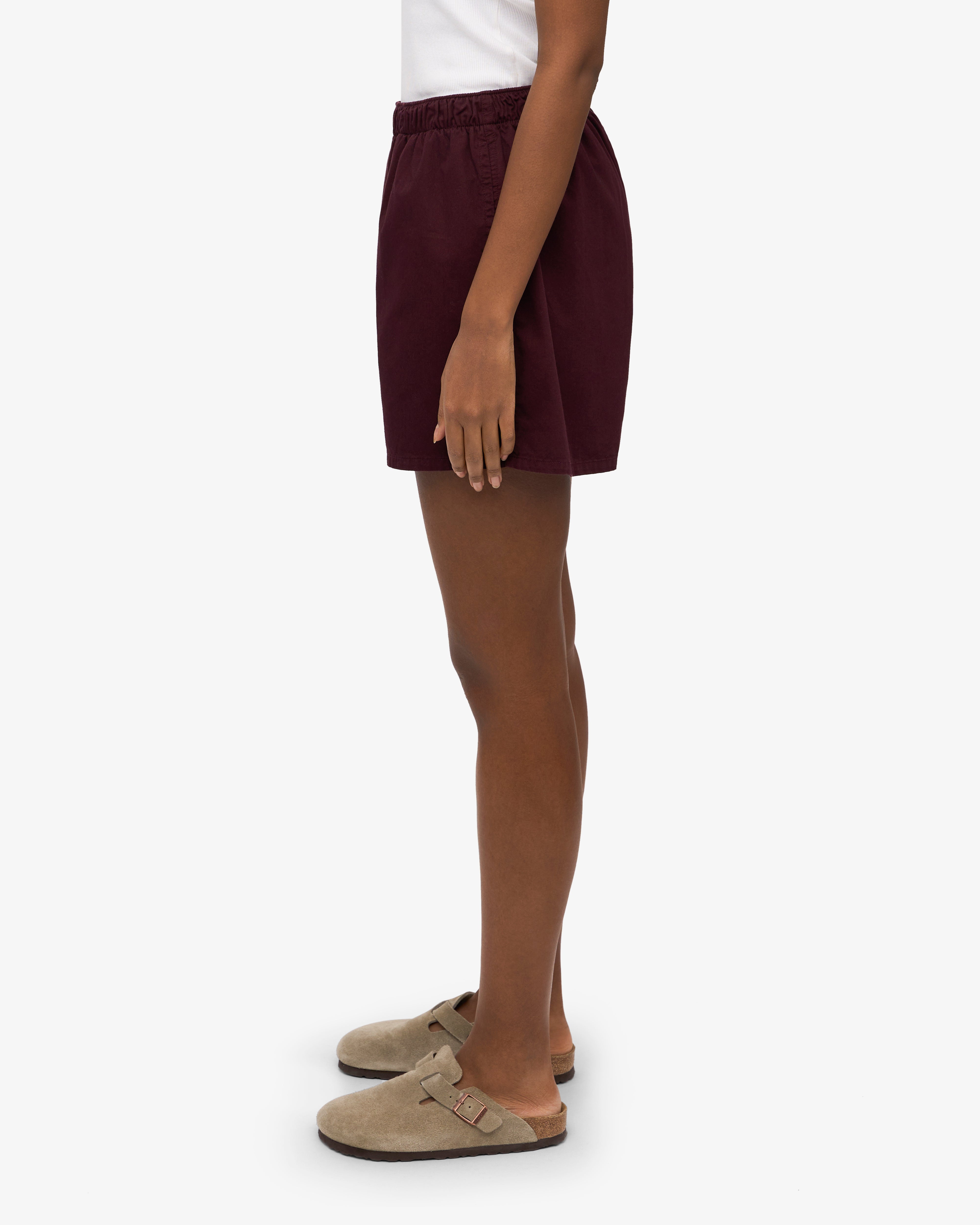 Women Organic Twill Shorts - Oxblood Red