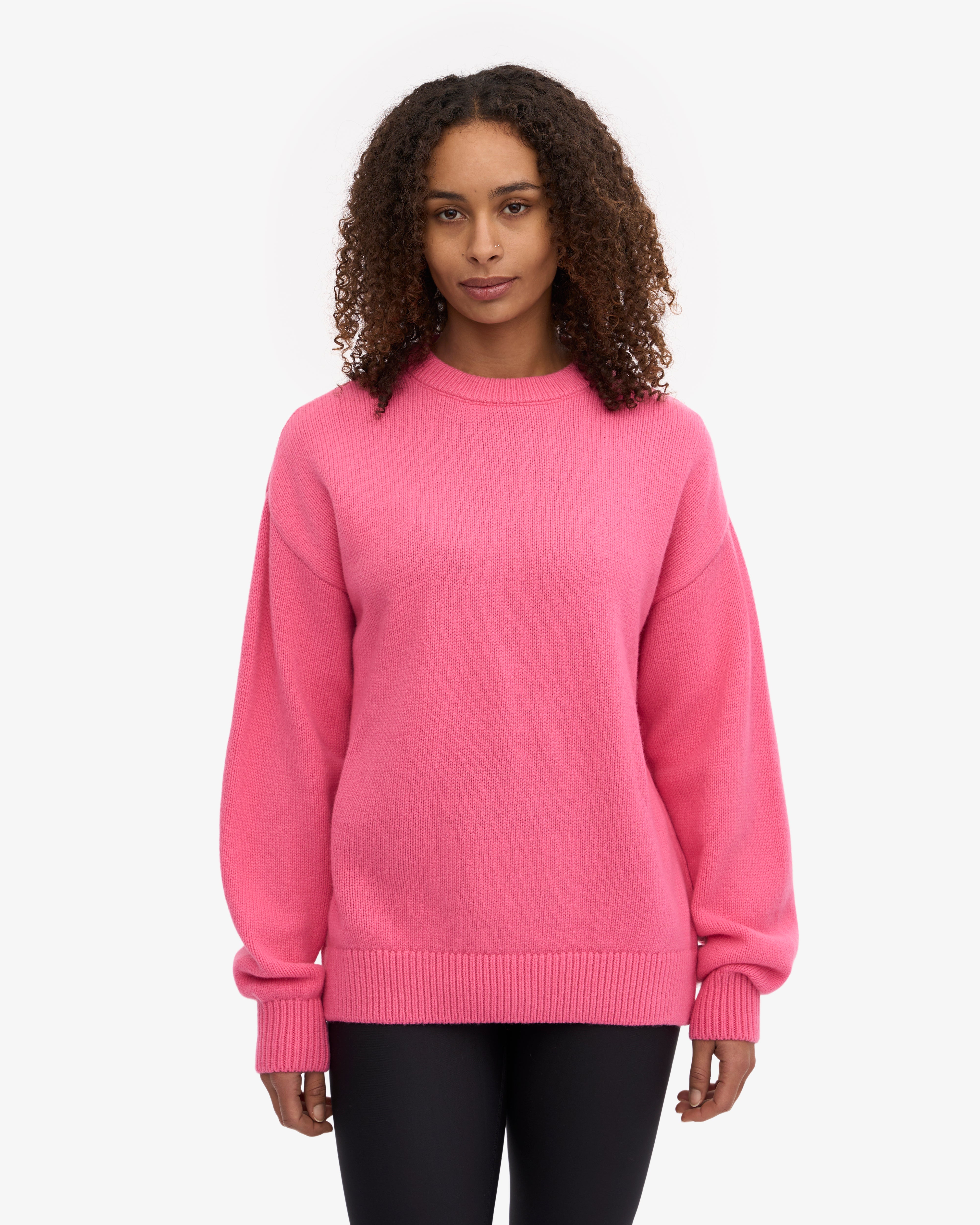 Oversized Merino Wool Crew - Bubblegum Pink