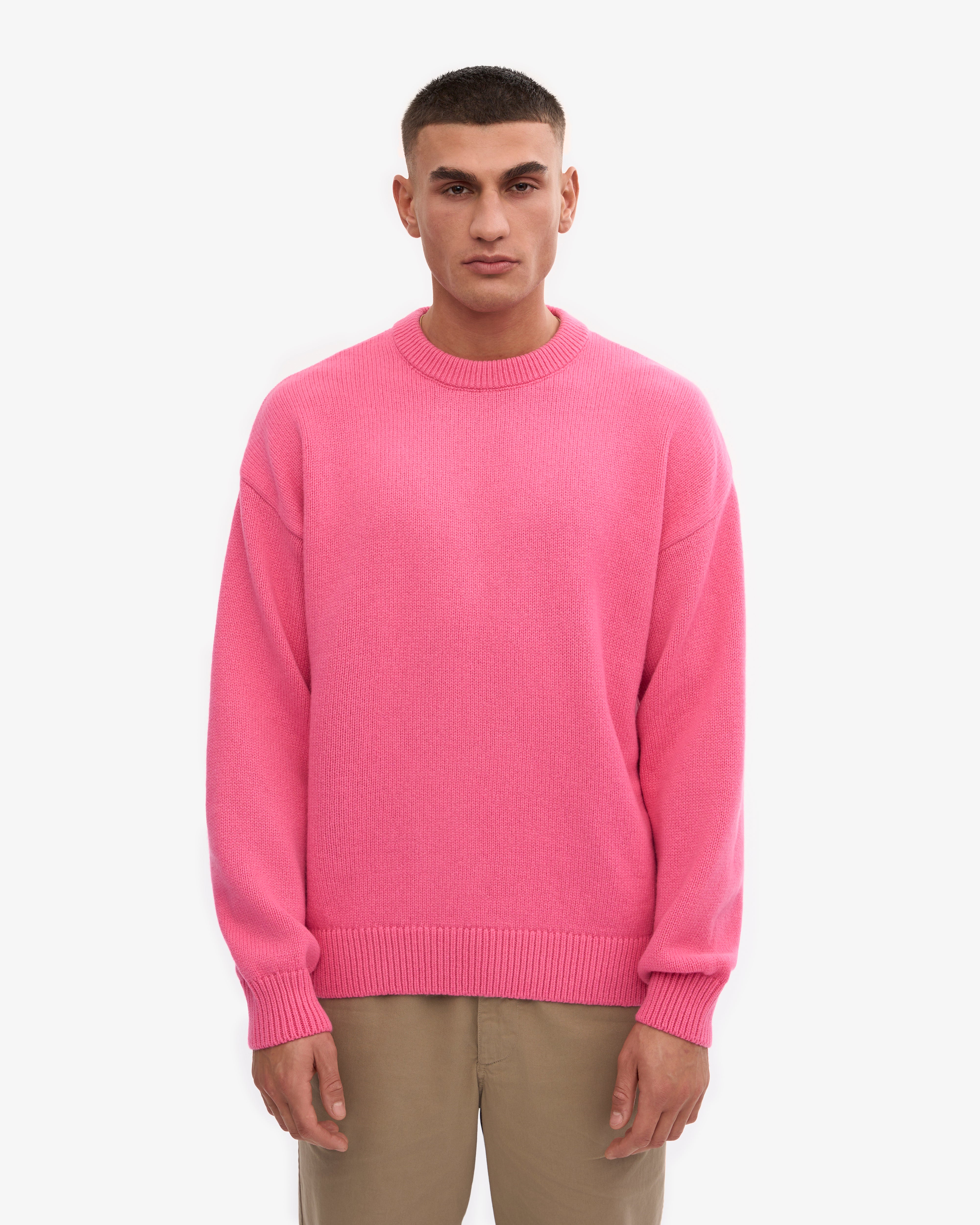 Oversized Merino Wool Crew - Bubblegum Pink