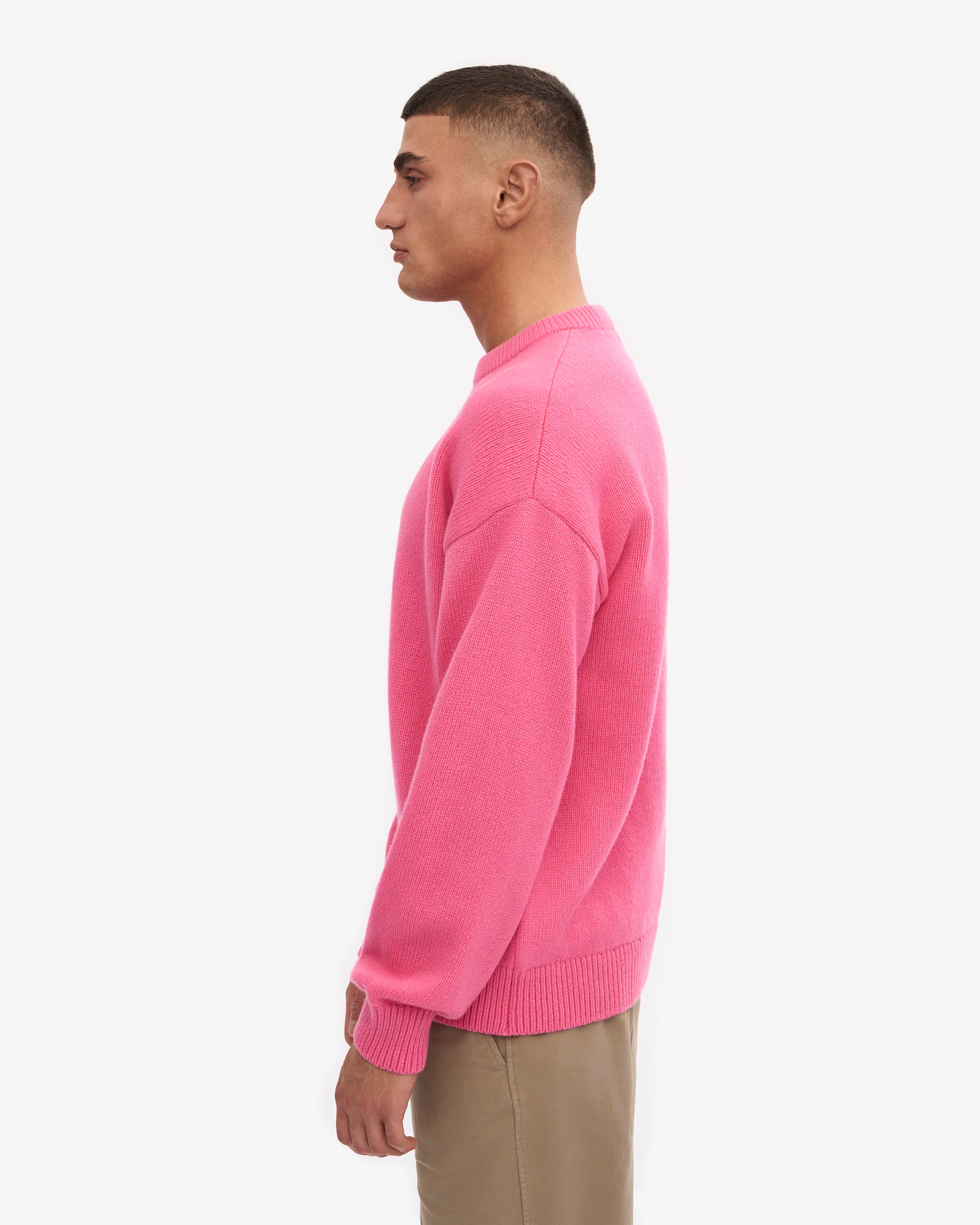 Oversized Merino Wool Crew - Bubblegum Pink