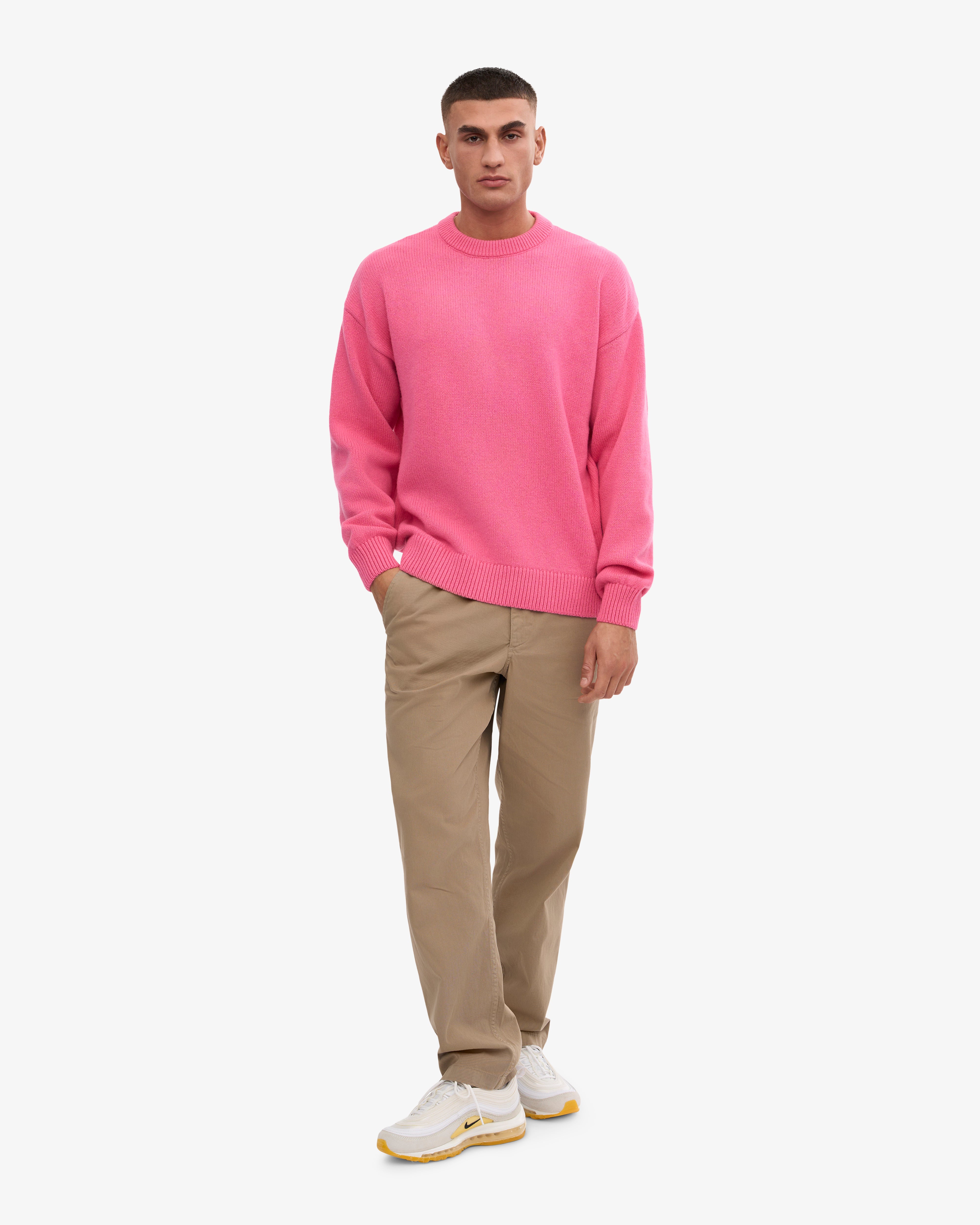 Oversized Merino Wool Crew - Bubblegum Pink