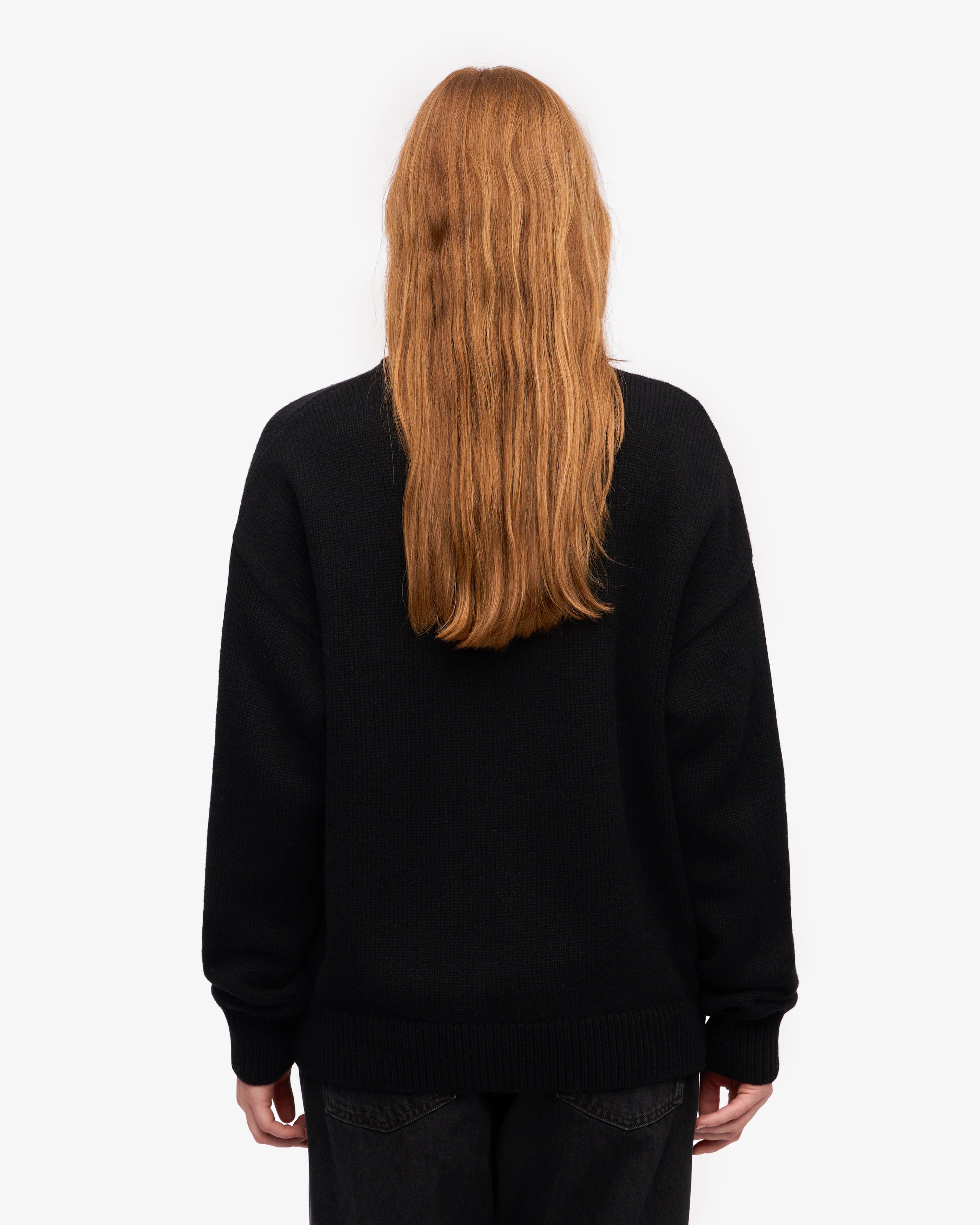 Oversized Merino Wool Crew - Deep Black