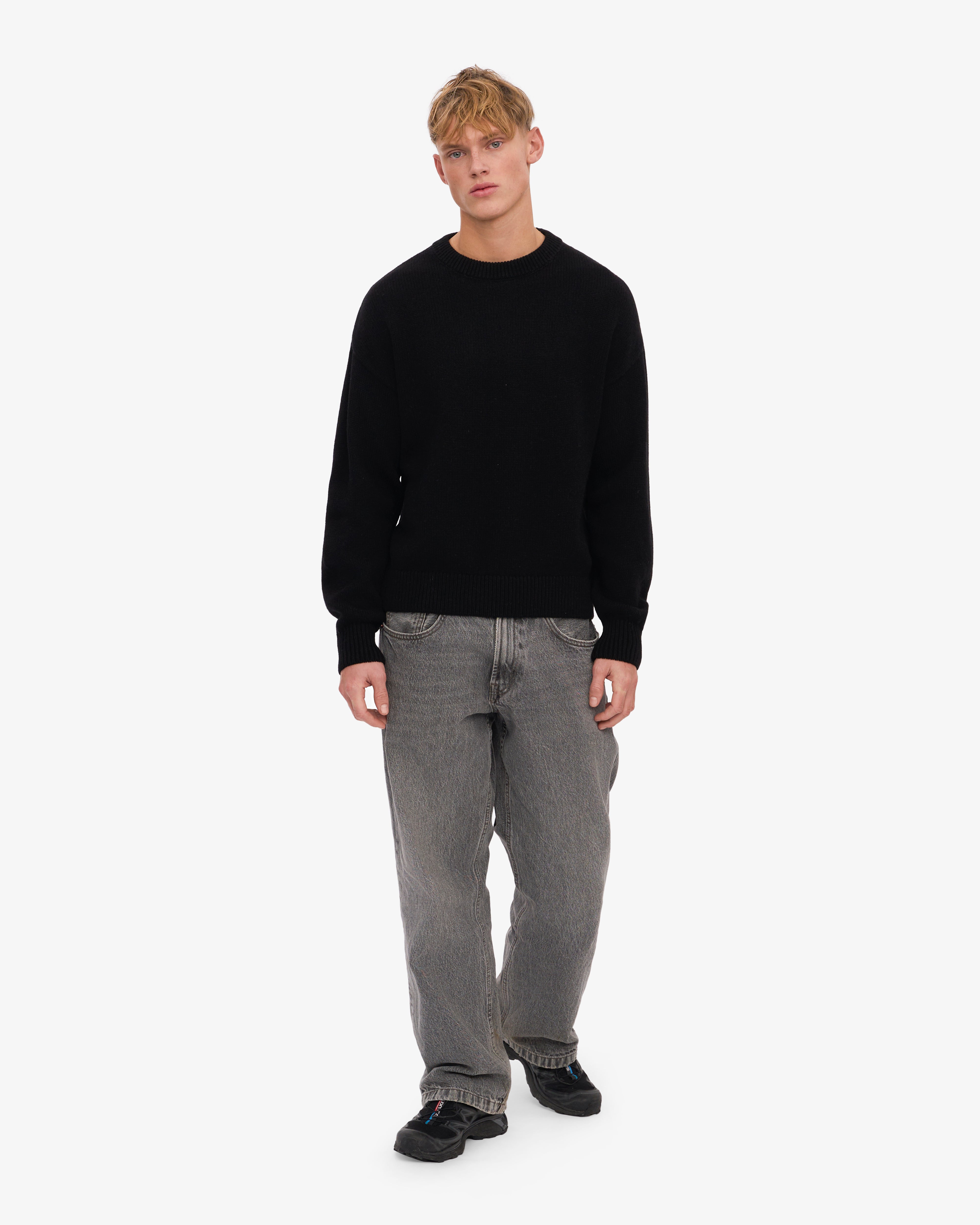Oversized Merino Wool Crew - Deep Black