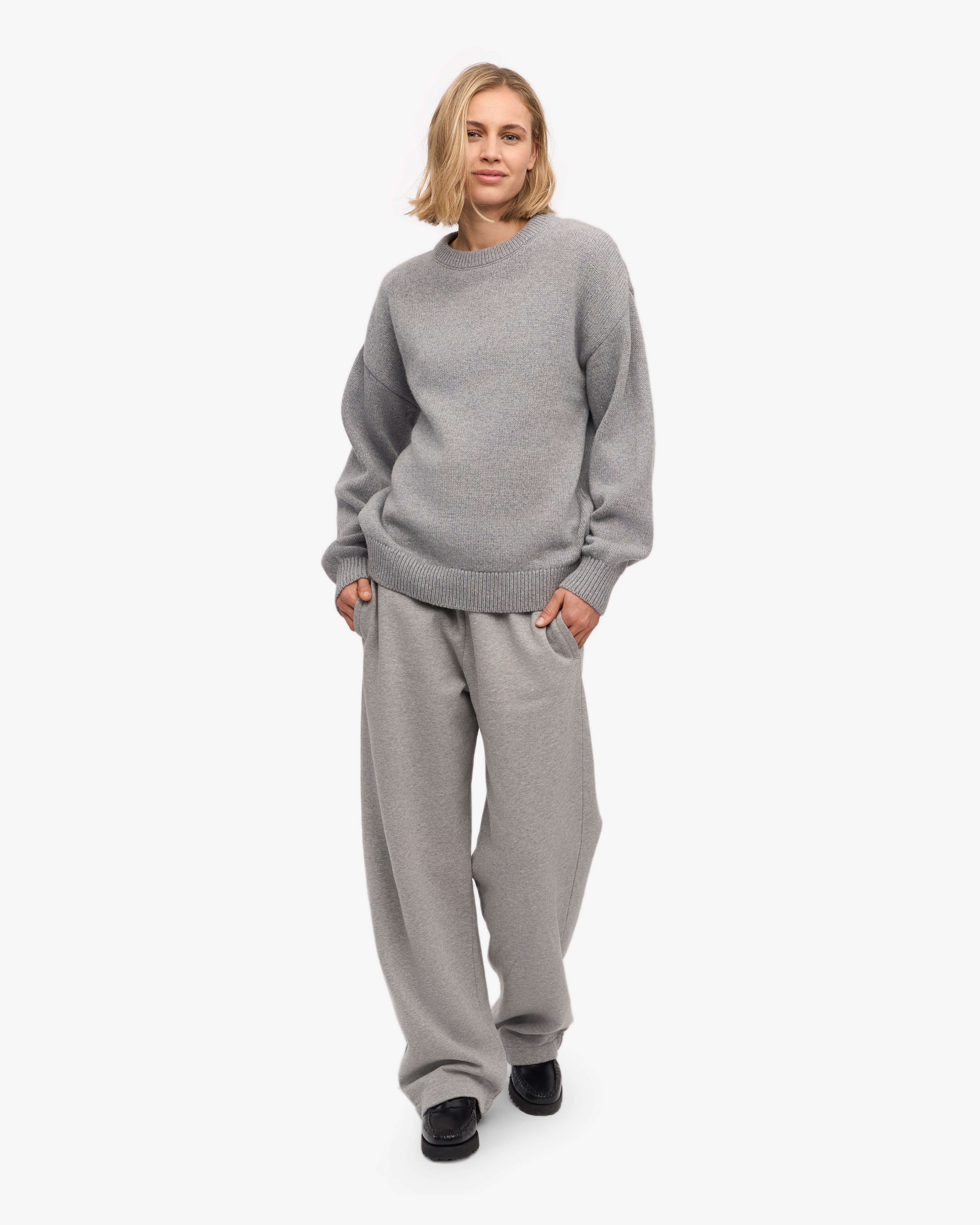 Oversized Merino Wool Crew - Heather Grey