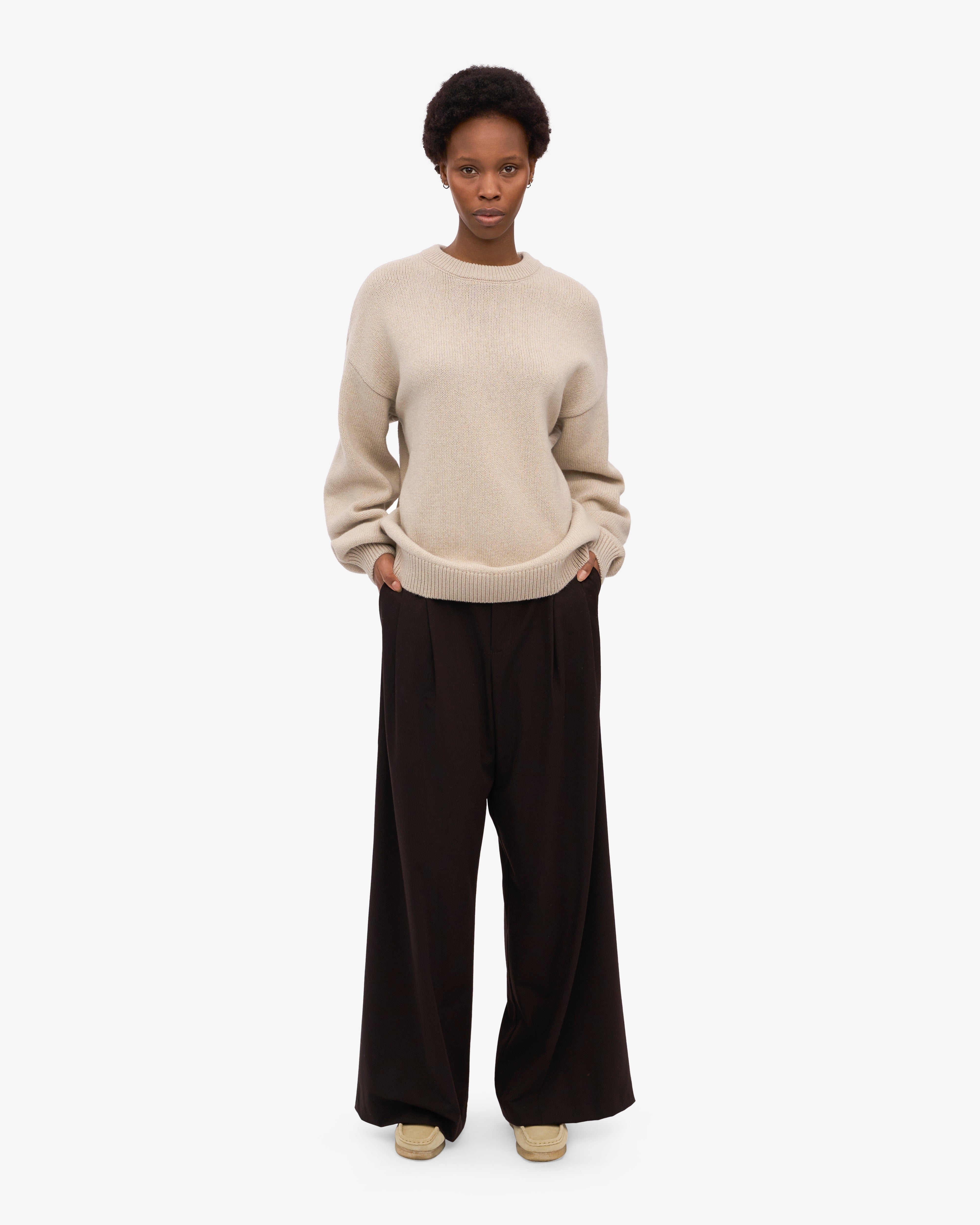 Oversized Merino Wool Crew - Ivory White