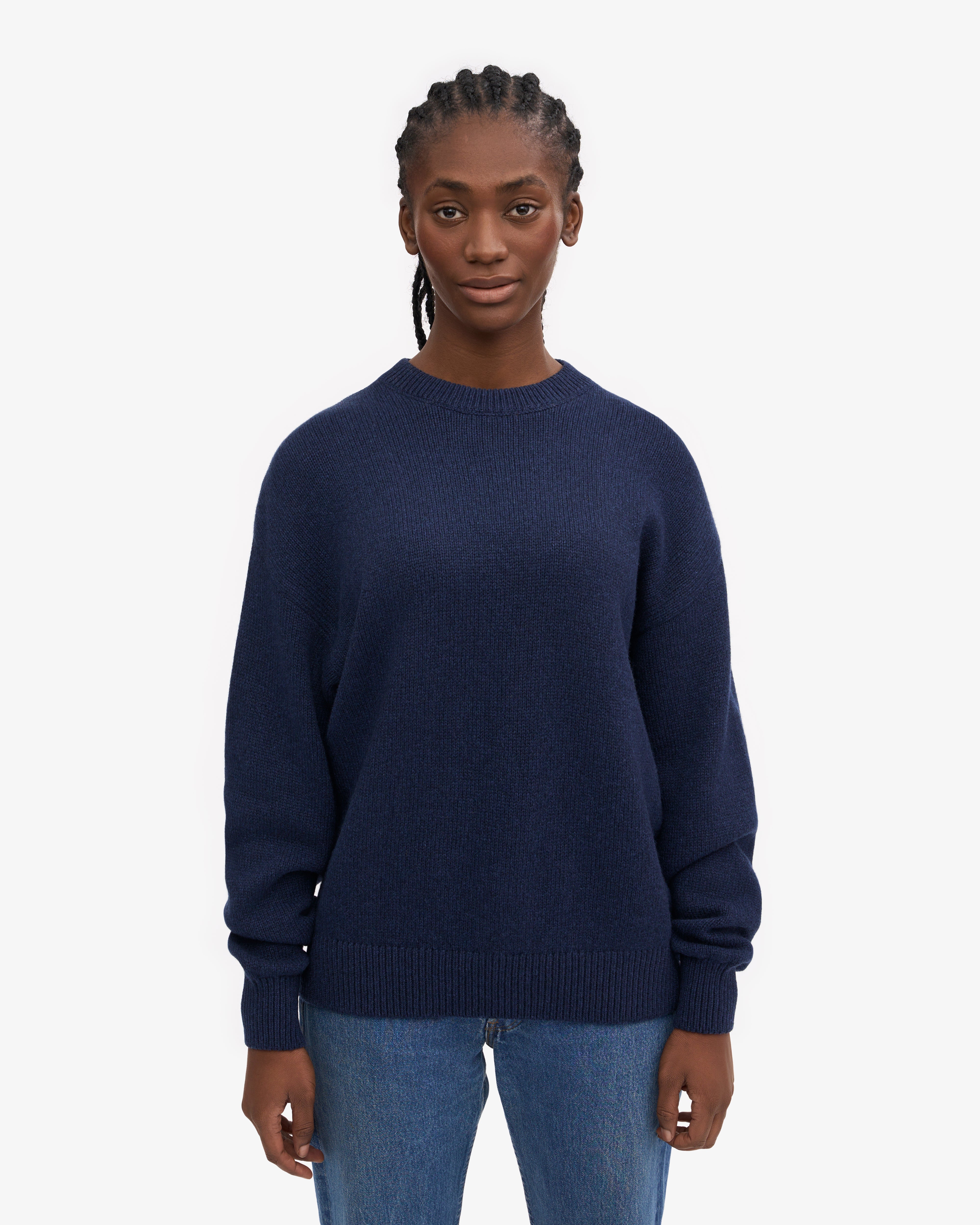 Oversized Merino Wool Crew - Marine Blue