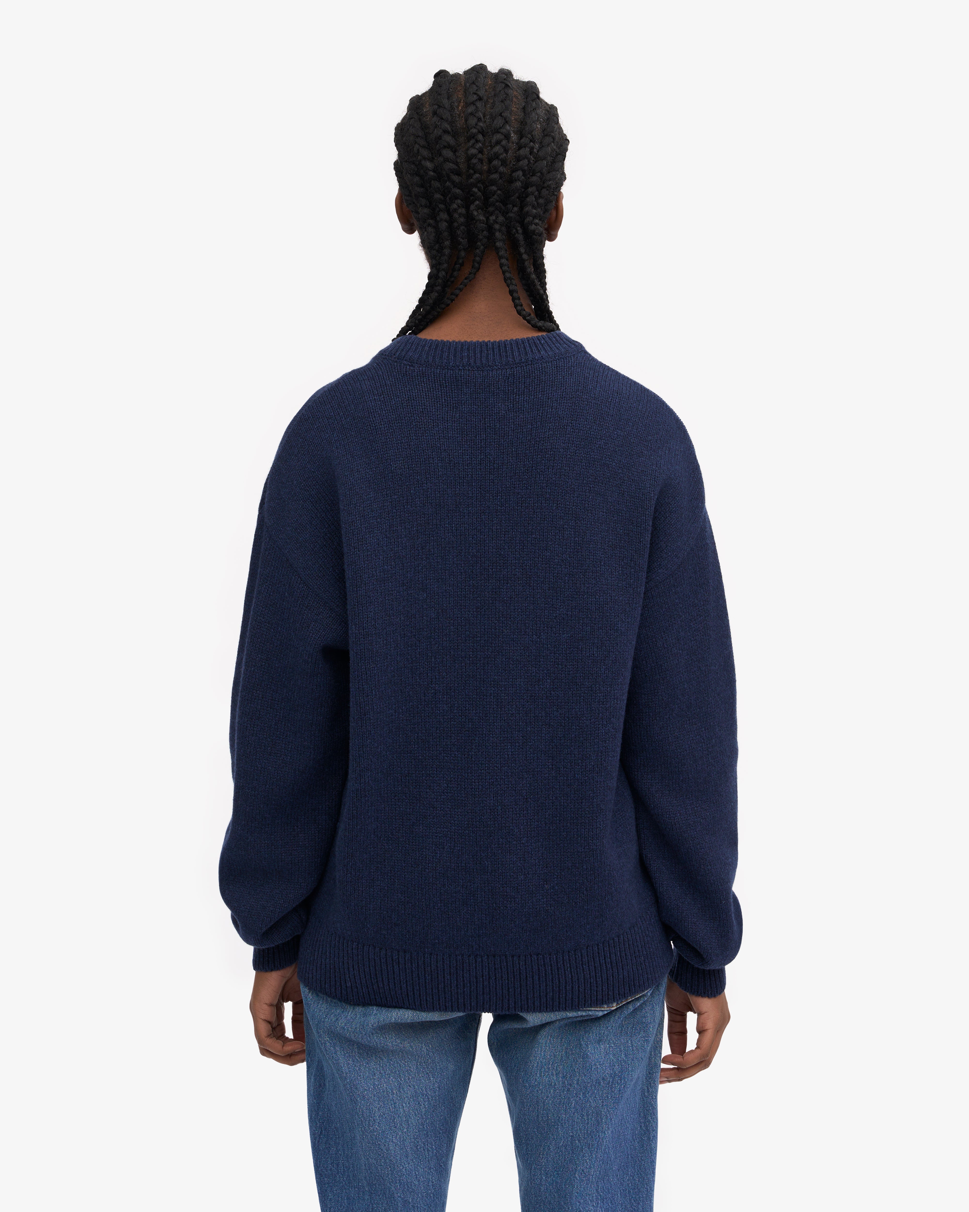 Oversized Merino Wool Crew - Marine Blue