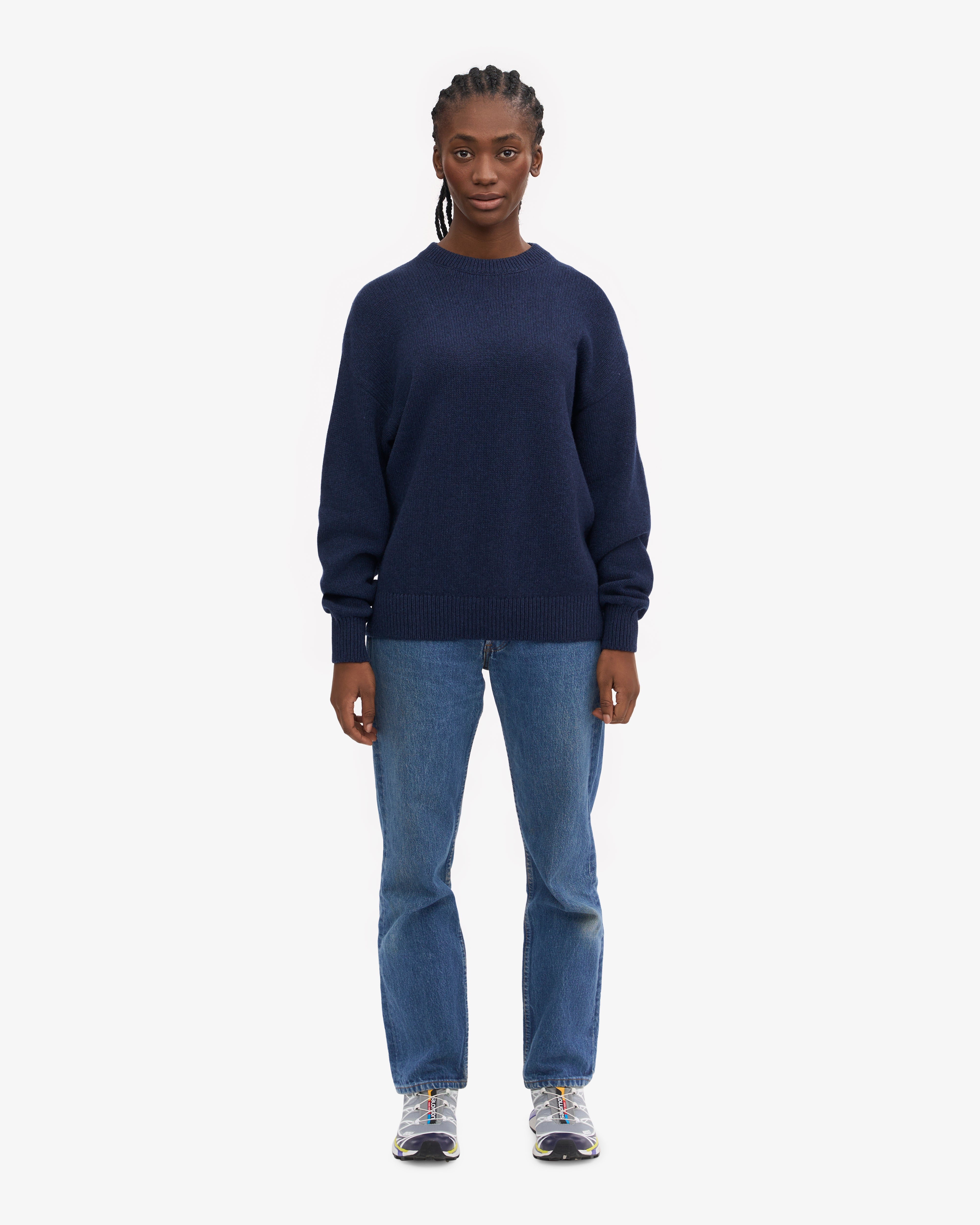Oversized Merino Wool Crew - Marine Blue