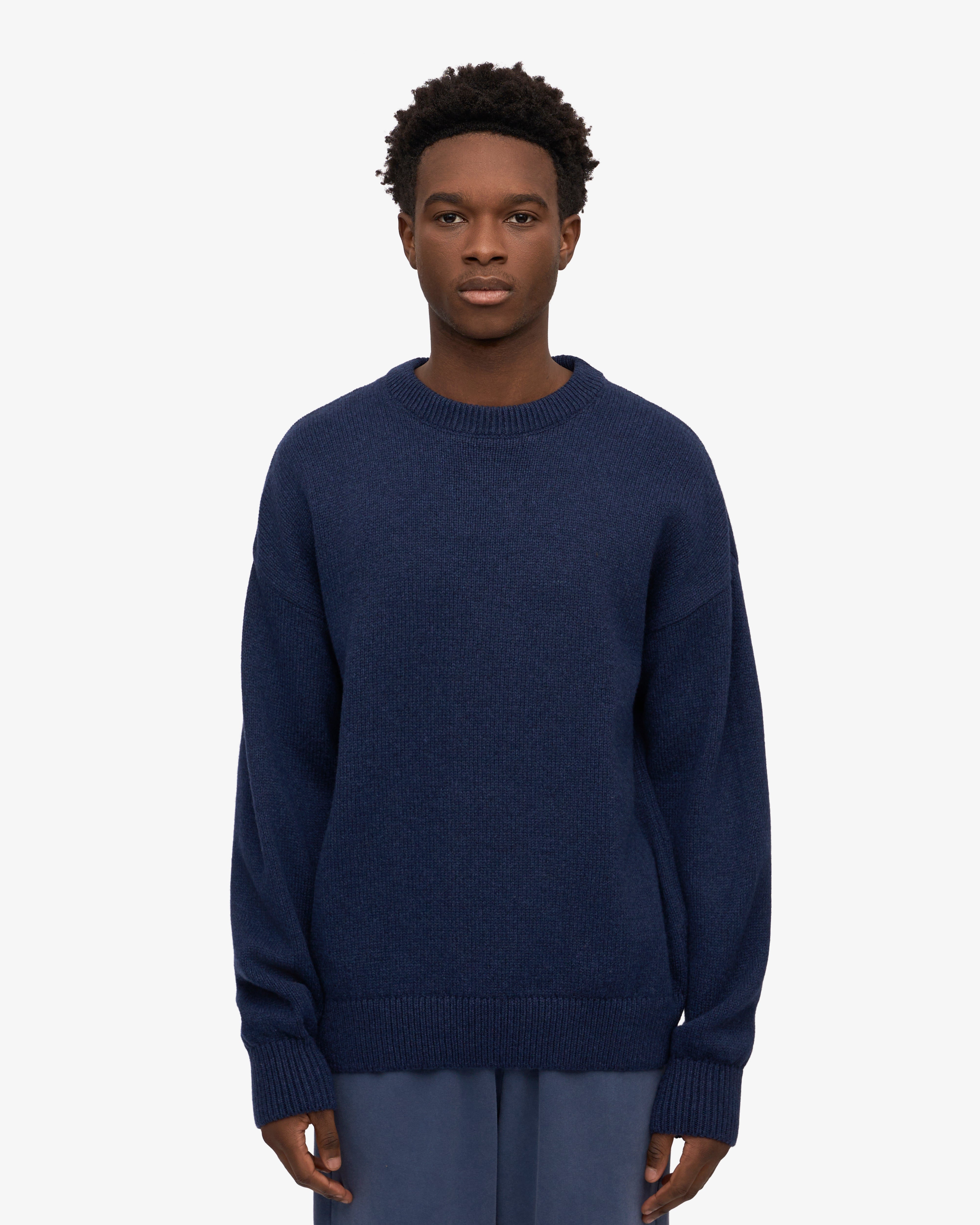 Oversized Merino Wool Crew - Marine Blue