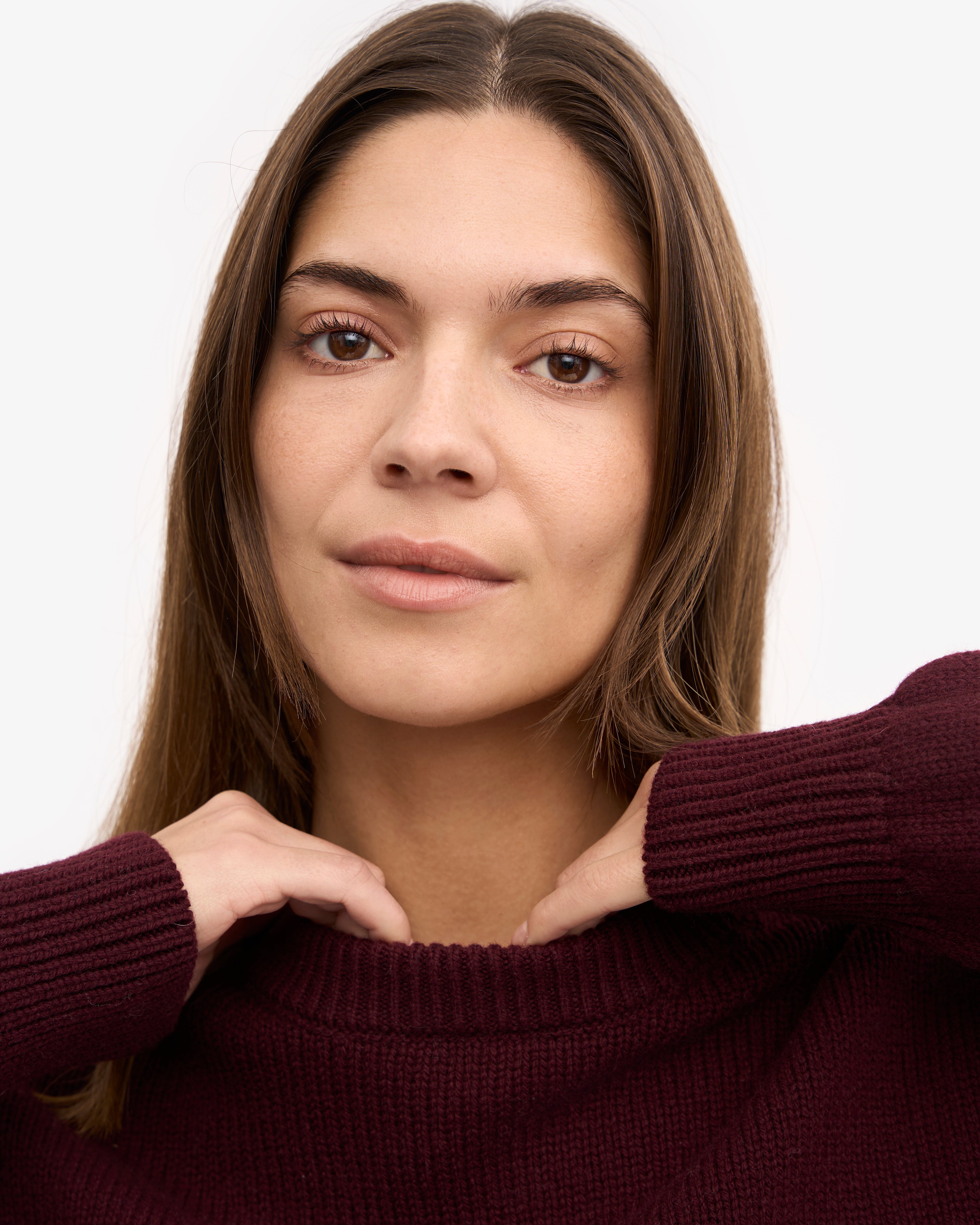 Oversized Merino Wool Crew - Oxblood Red