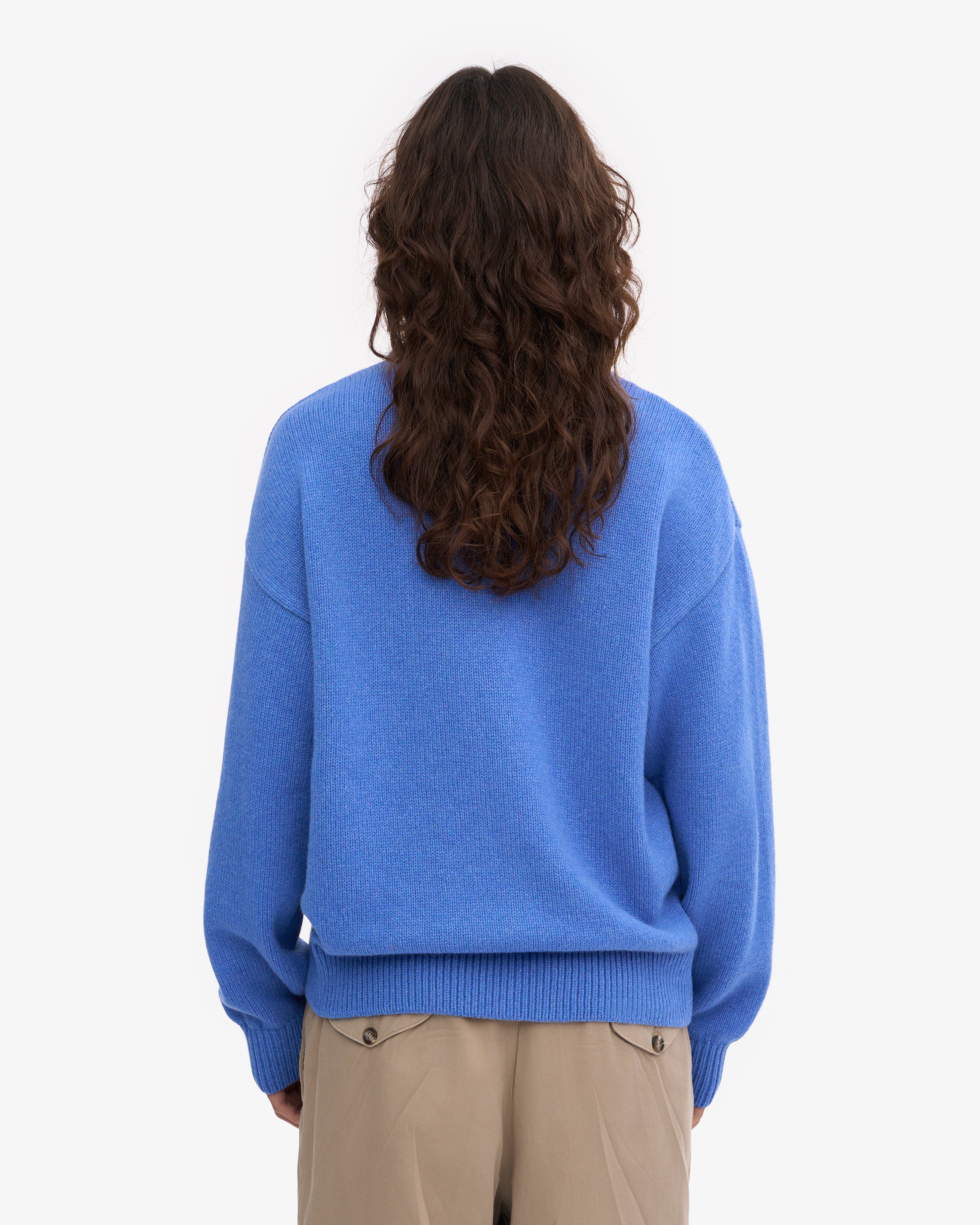 Oversized Merino Wool Crew - Pacific Blue