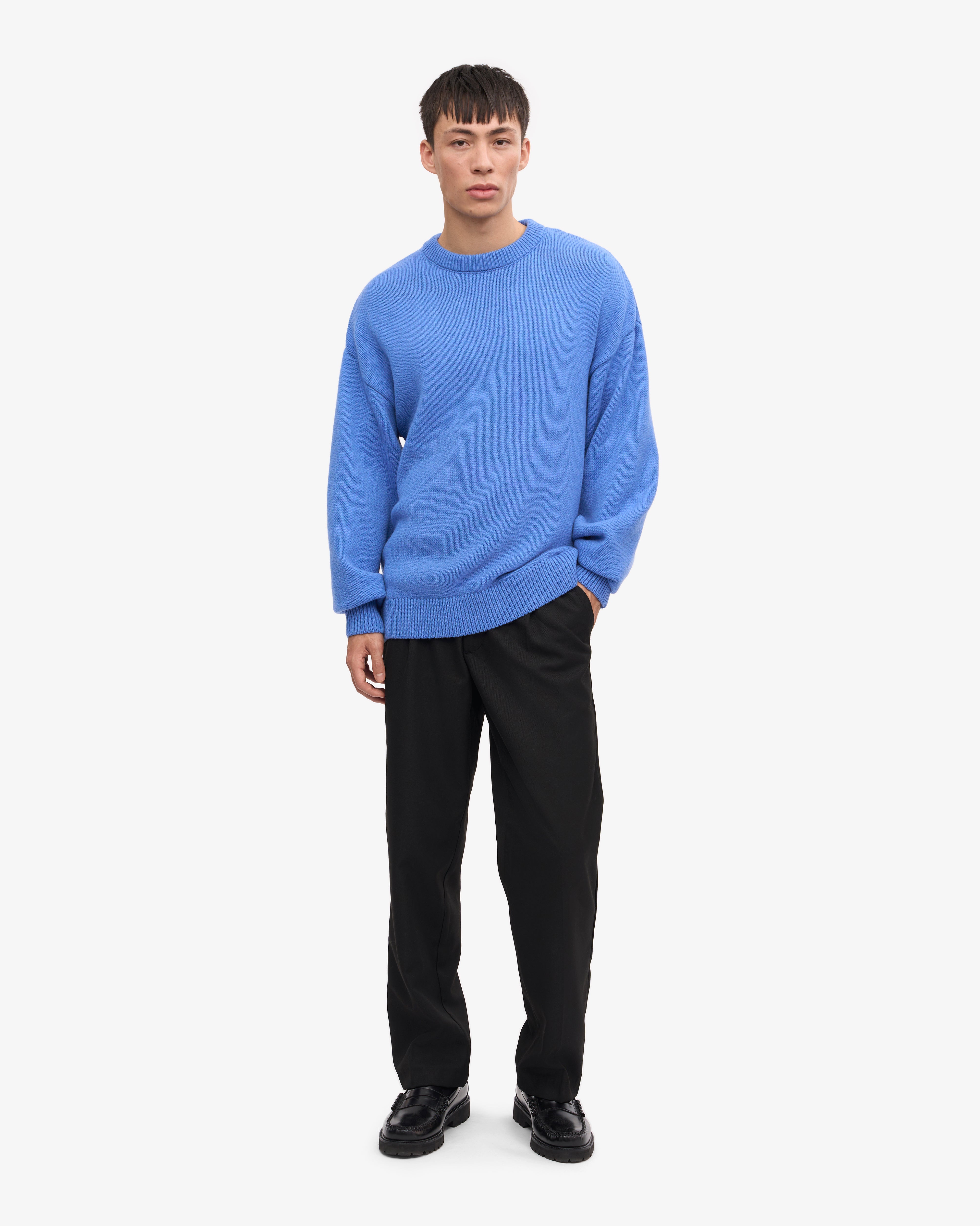 Oversized Merino Wool Crew - Pacific Blue