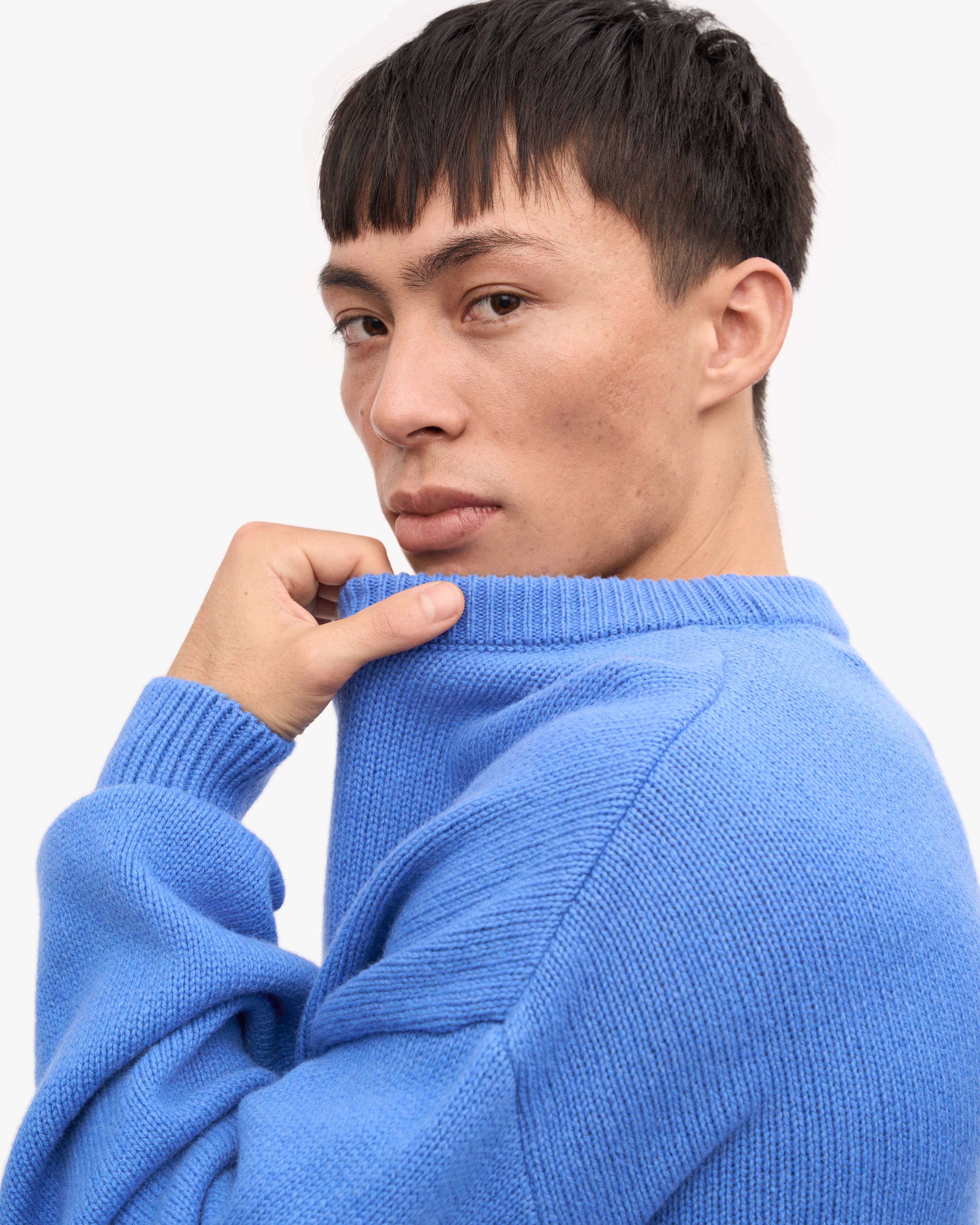 Oversized Merino Wool Crew - Pacific Blue