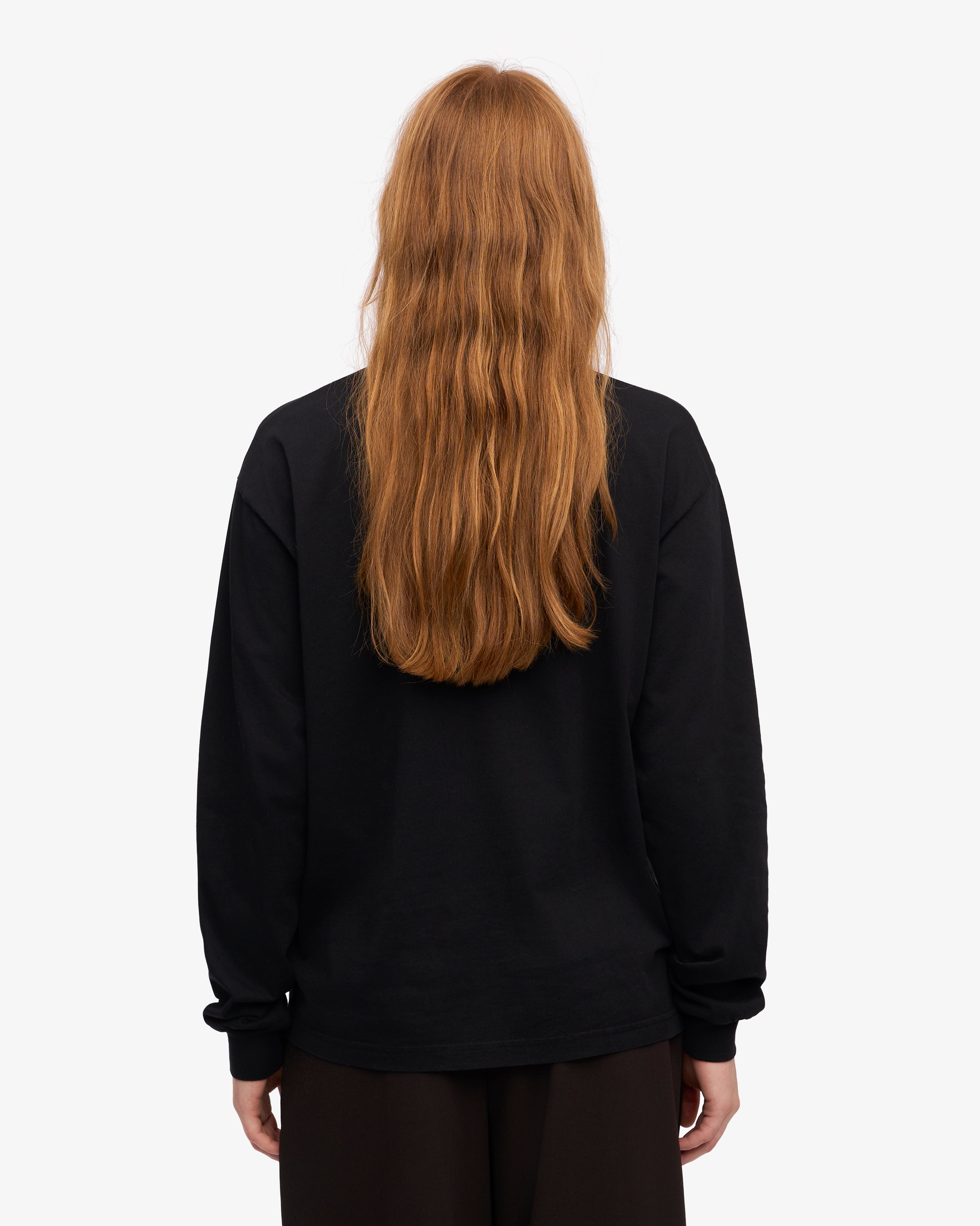 Oversized Organic LS T-Shirt - Deep Black XS