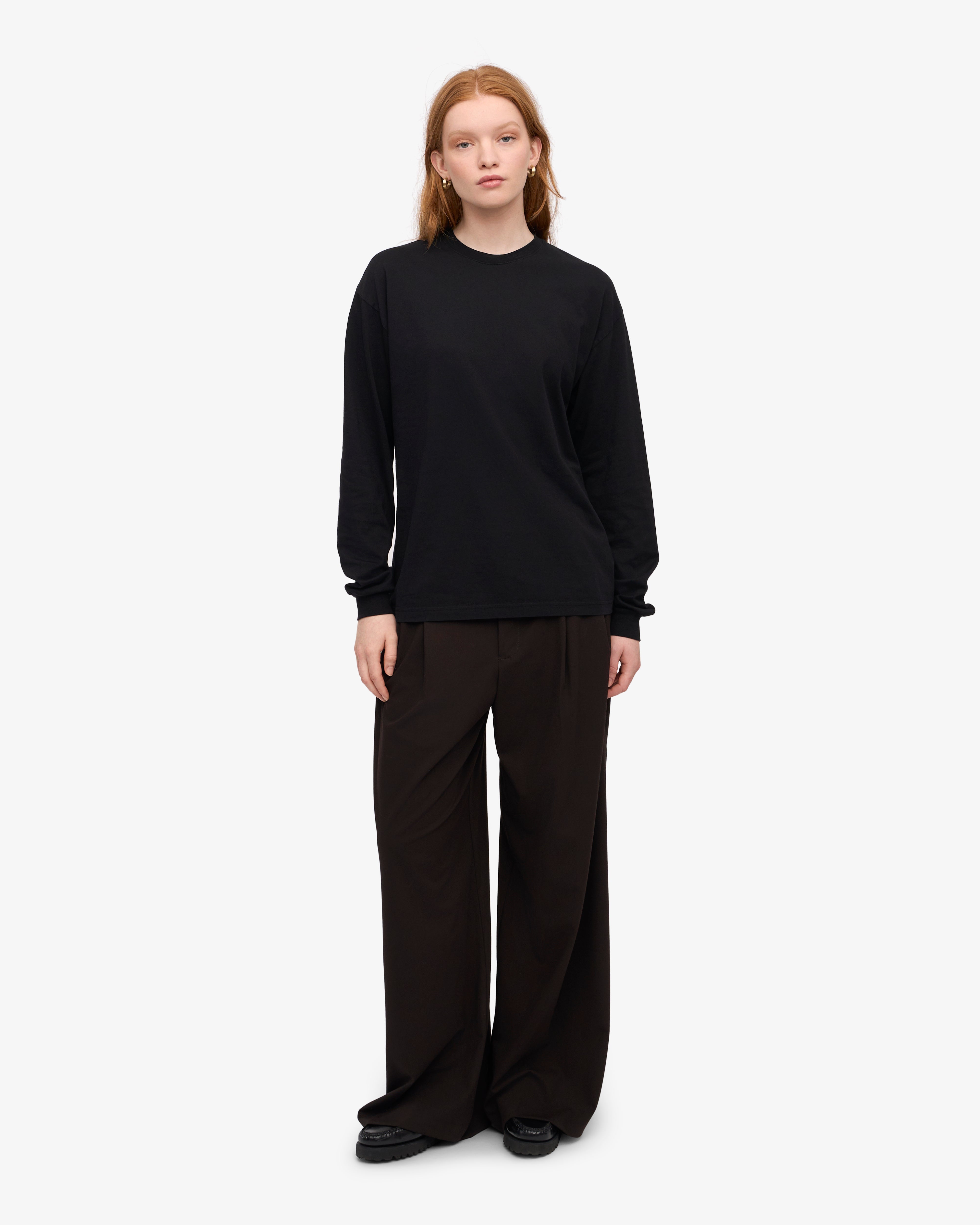Oversized Organic LS T-Shirt - Deep Black XS