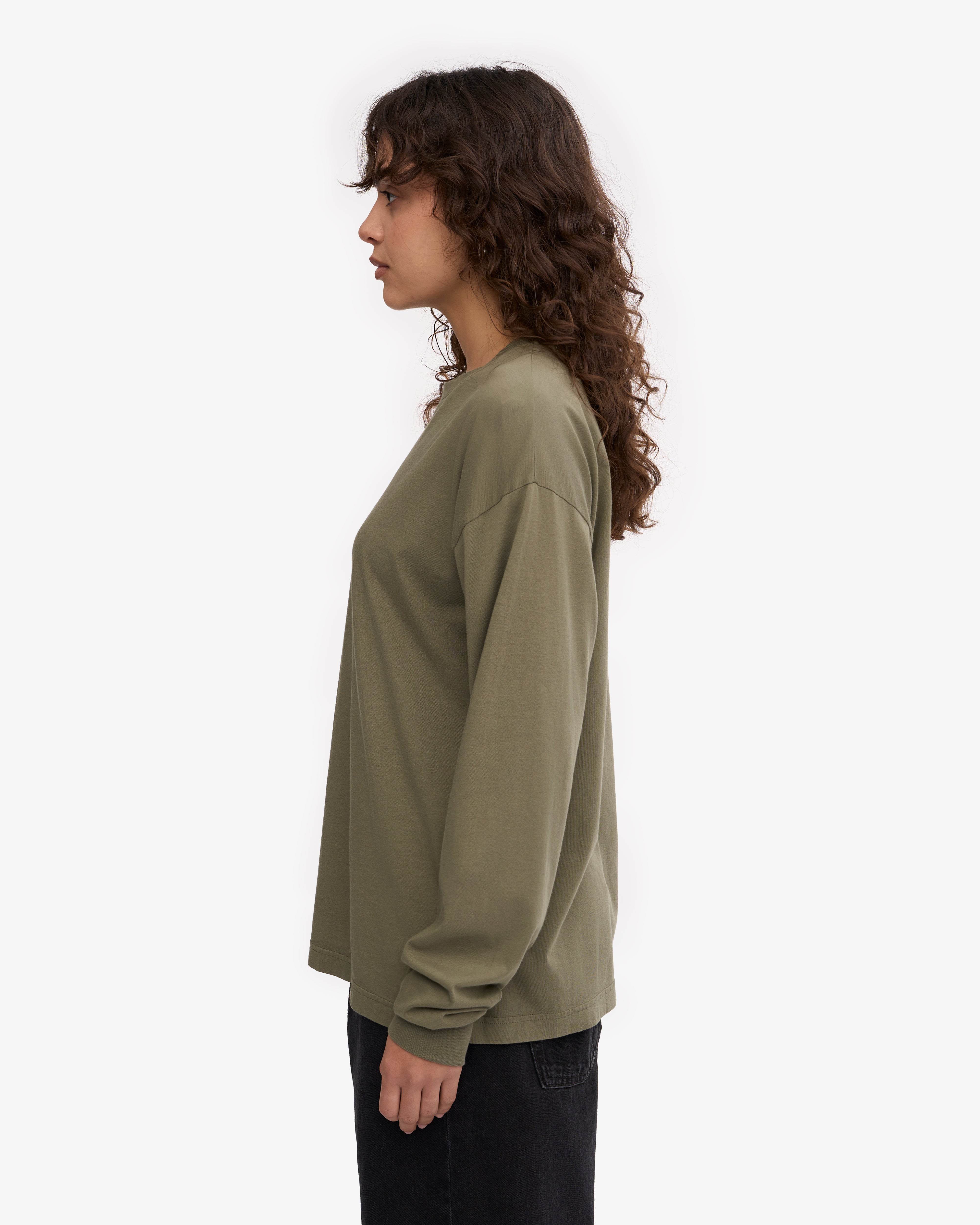 Oversized Organic LS T-Shirt - Dusty Olive XS