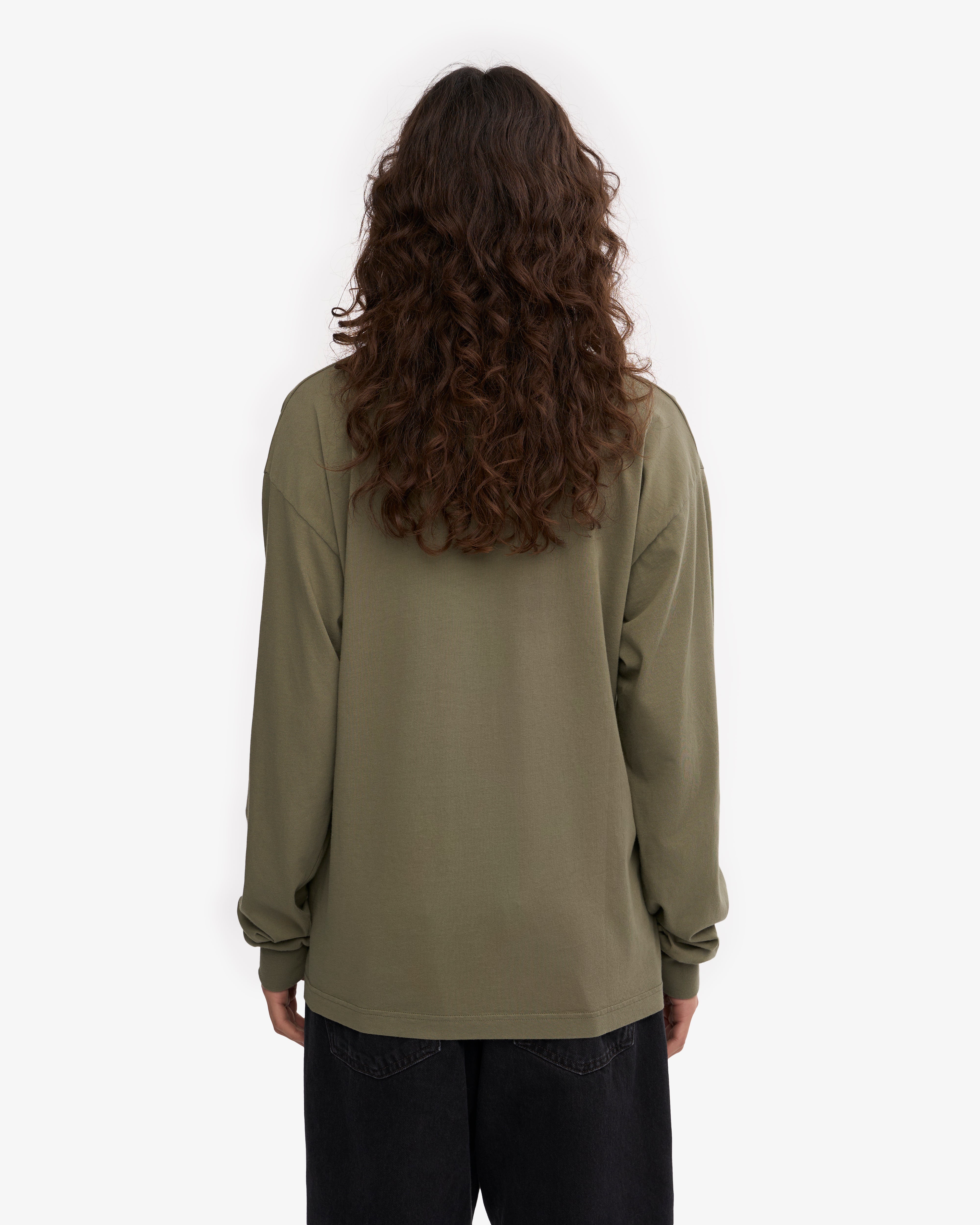 Oversized Organic LS T-Shirt - Dusty Olive XS