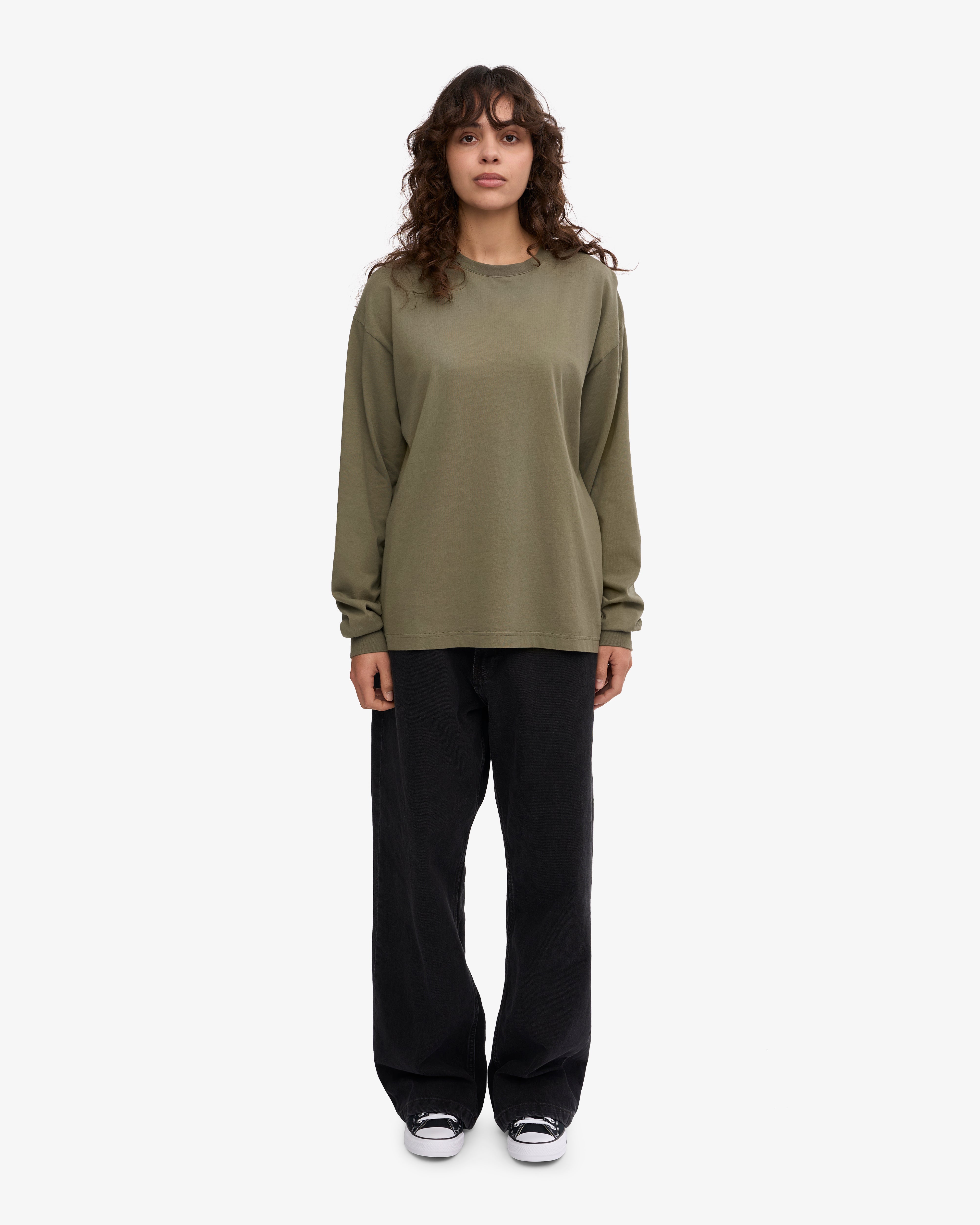 Oversized Organic LS T-Shirt - Dusty Olive XS