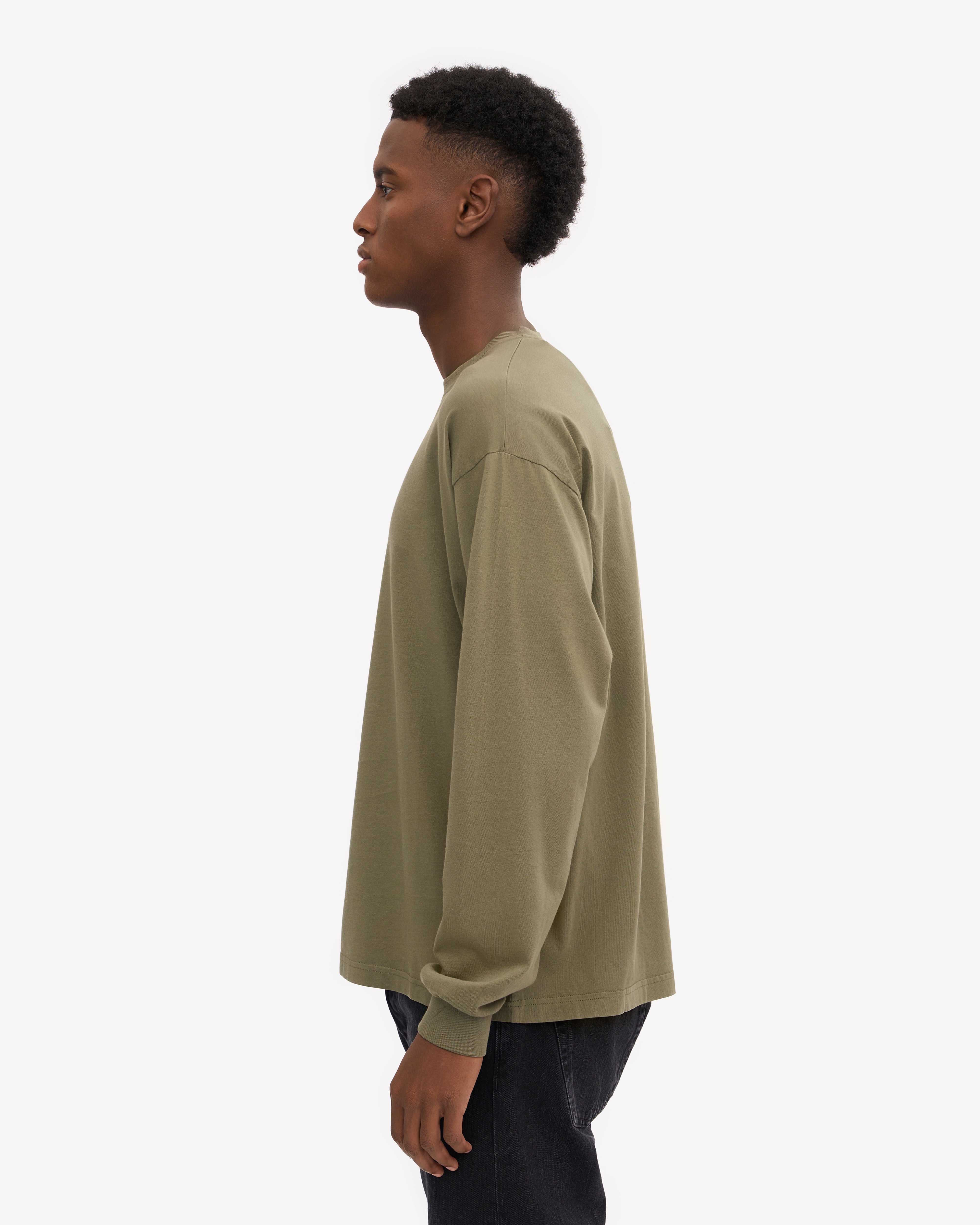 Oversized Organic LS T-Shirt - Dusty Olive XS