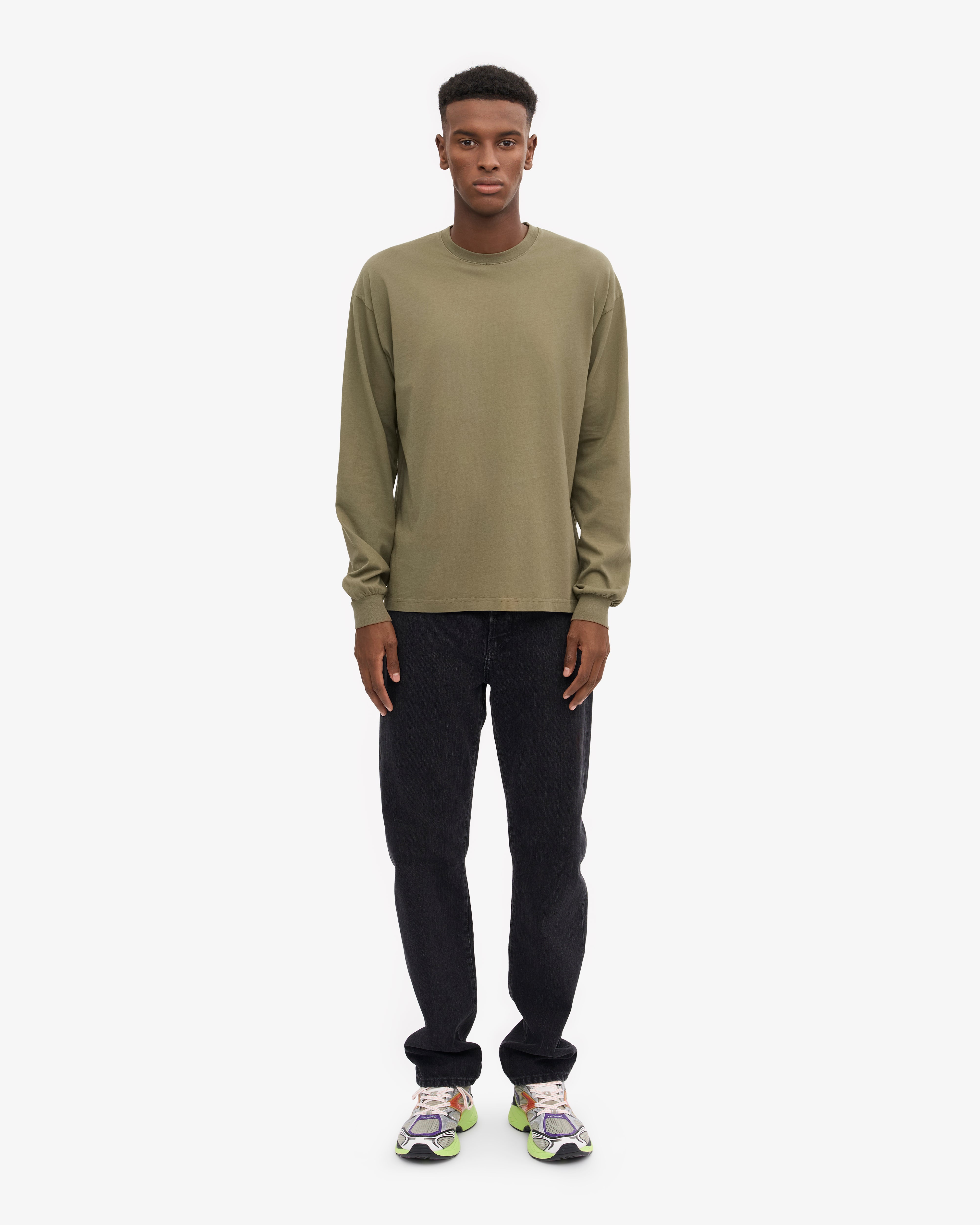 Oversized Organic LS T-Shirt - Dusty Olive XS