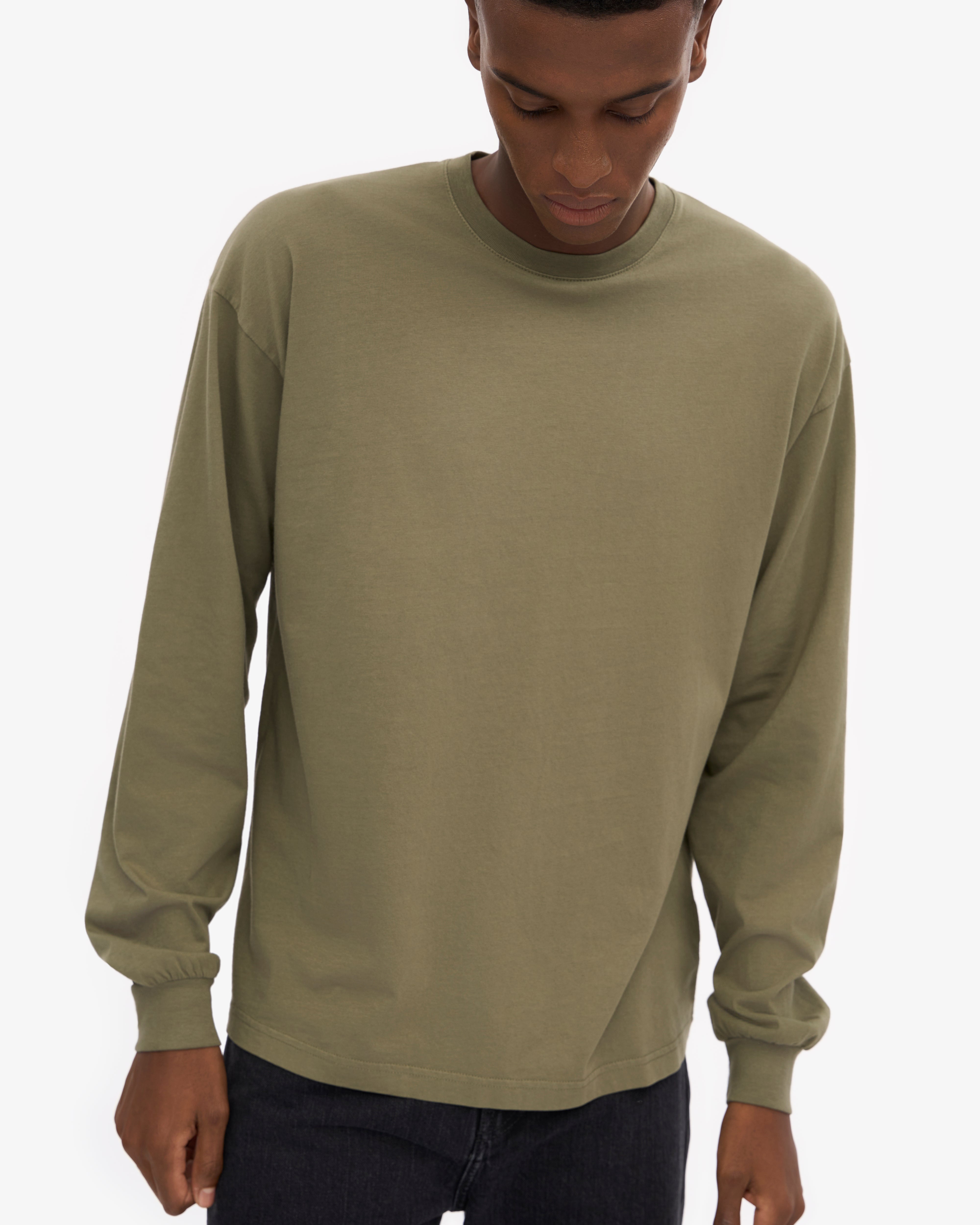Oversized Organic LS T-Shirt - Dusty Olive XS