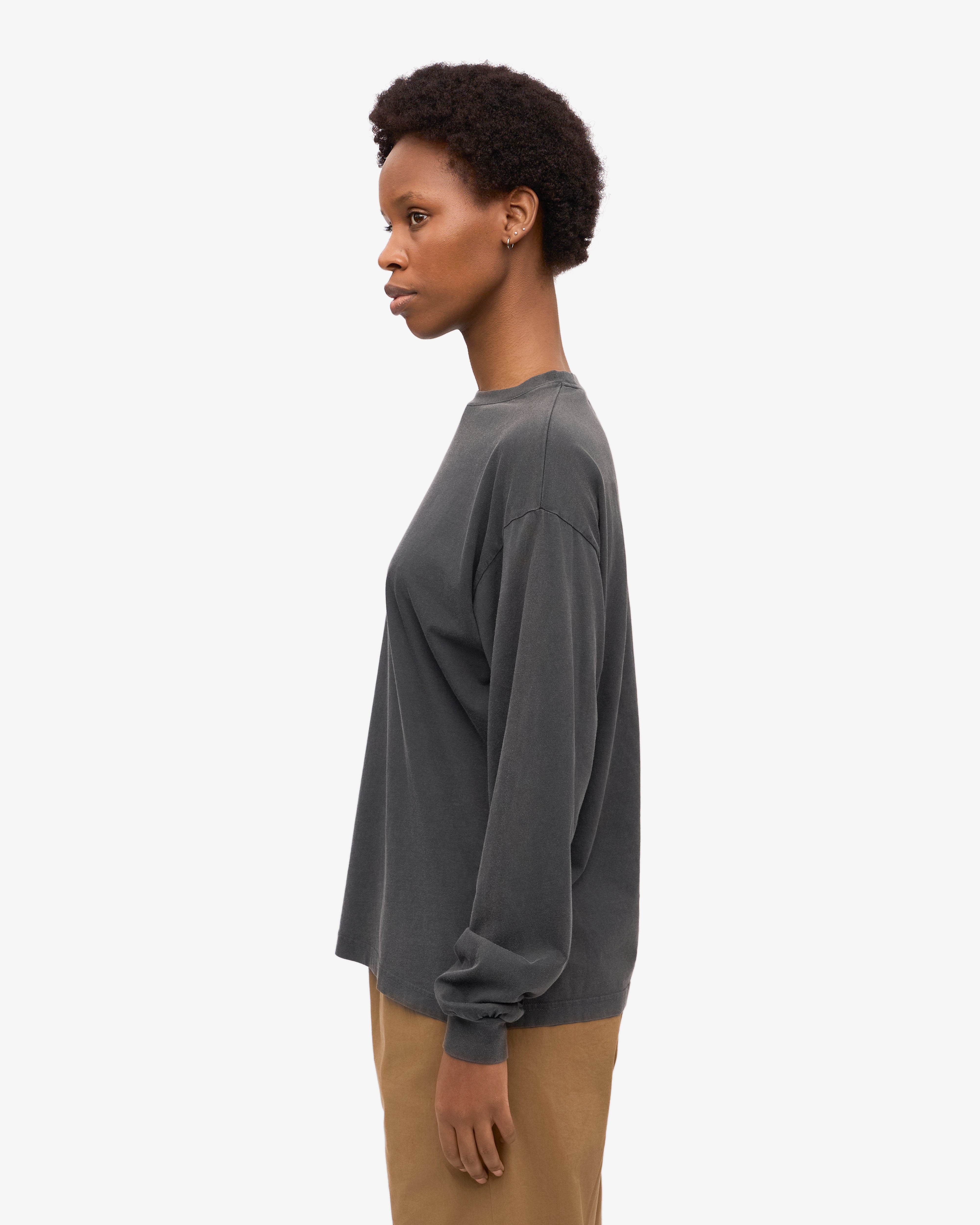 Oversized Organic LS T-Shirt - Faded Black XS