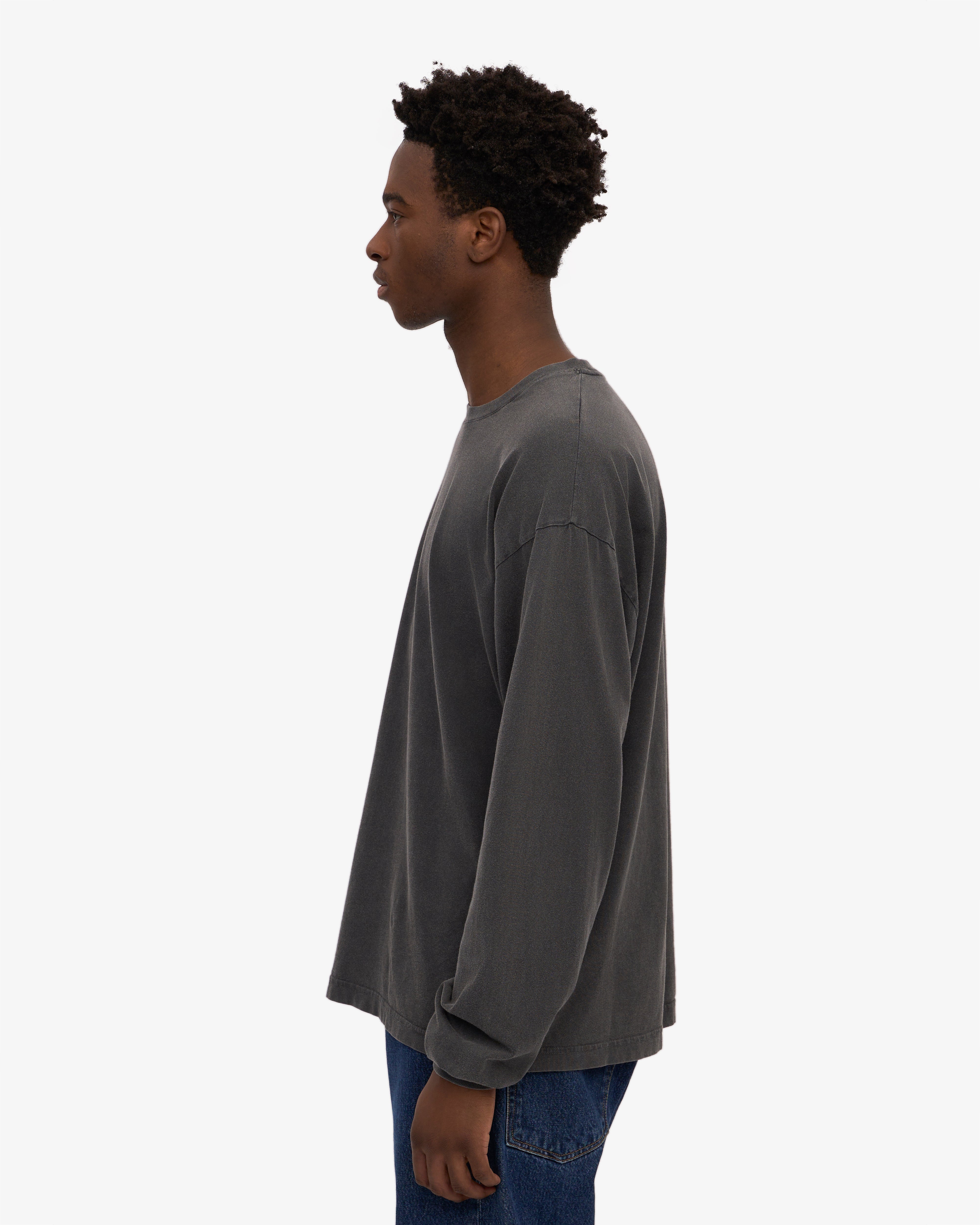 Oversized Organic LS T-Shirt - Faded Black XS