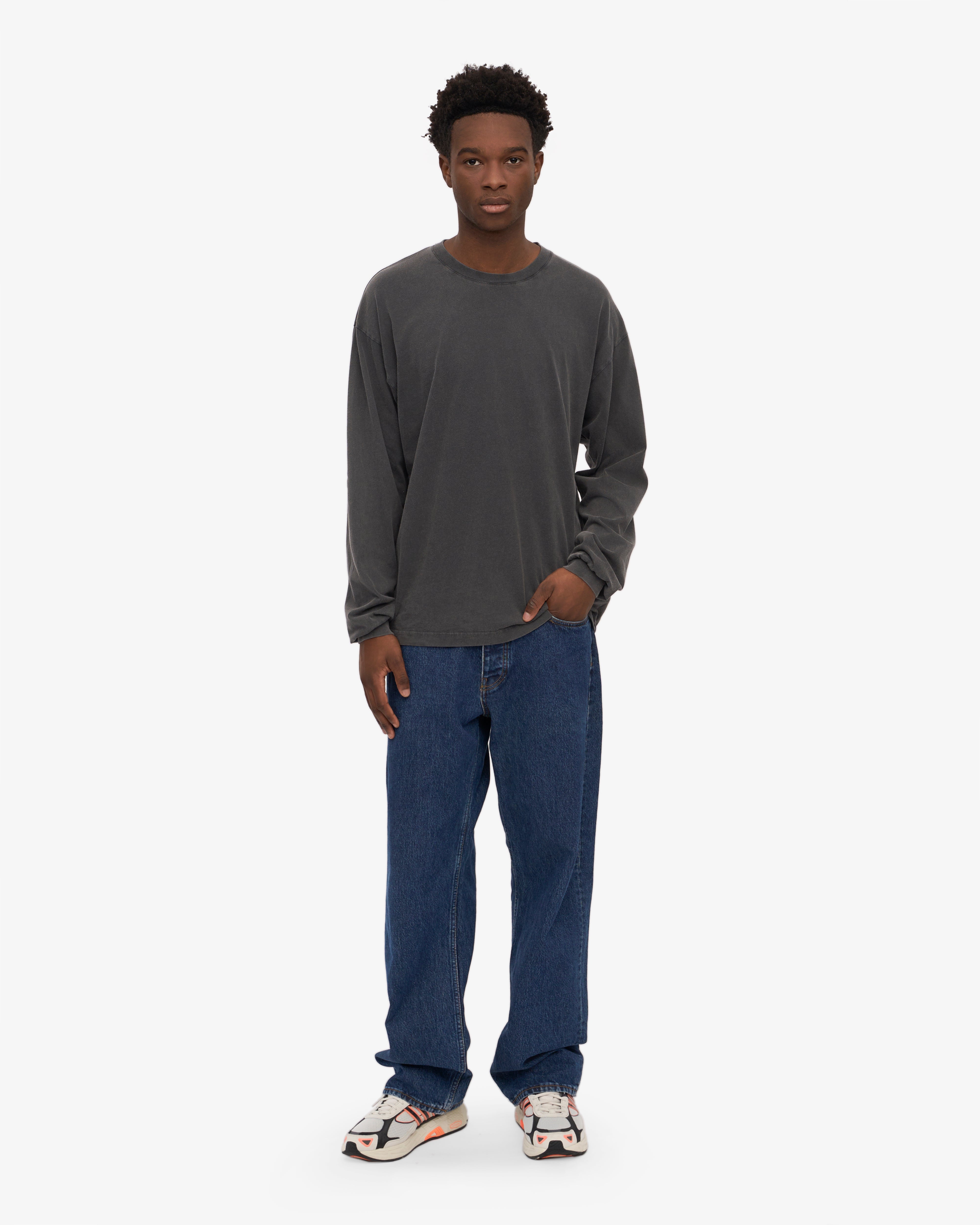 Oversized Organic LS T-Shirt - Faded Black XS