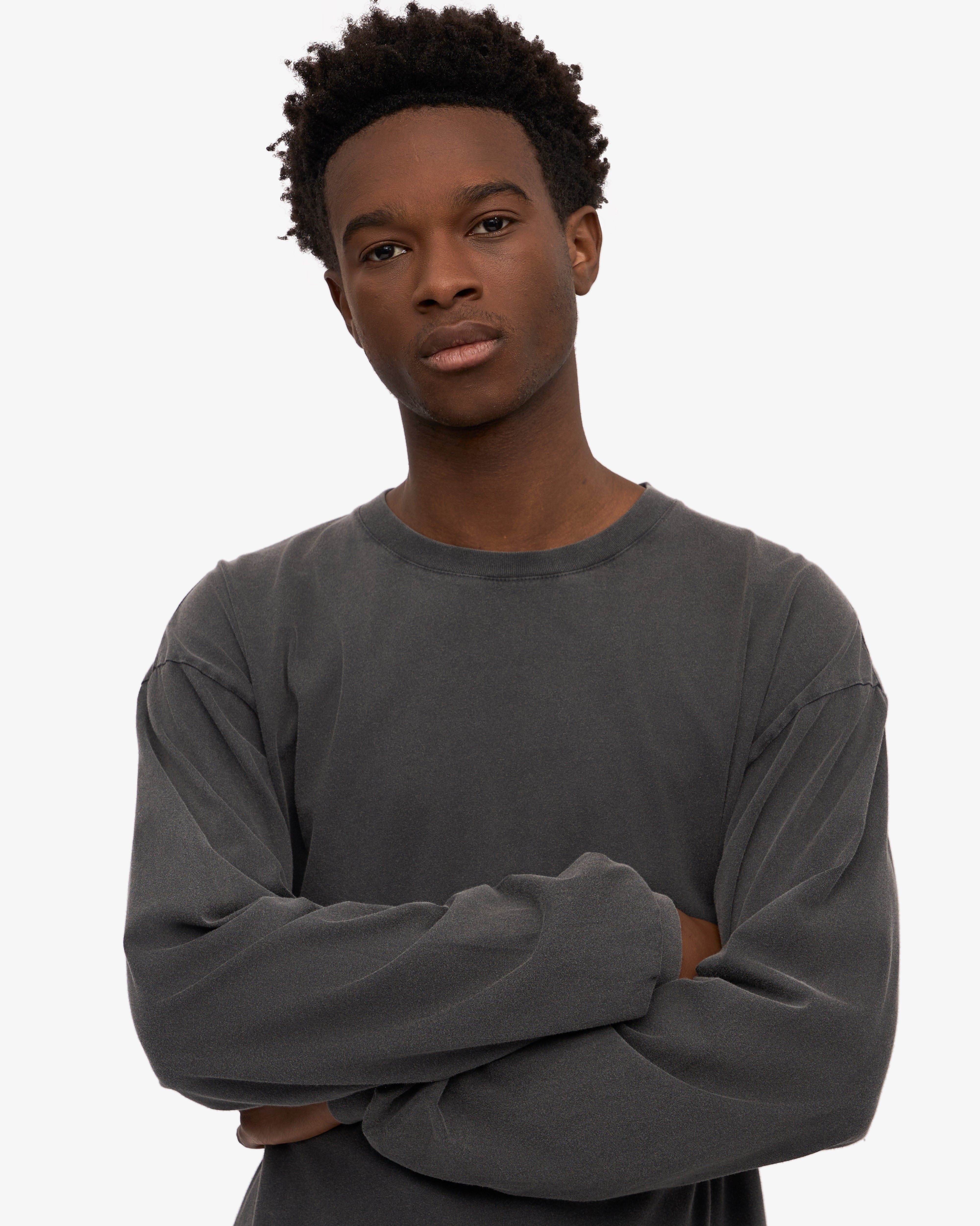 Oversized Organic LS T-Shirt - Faded Black XS