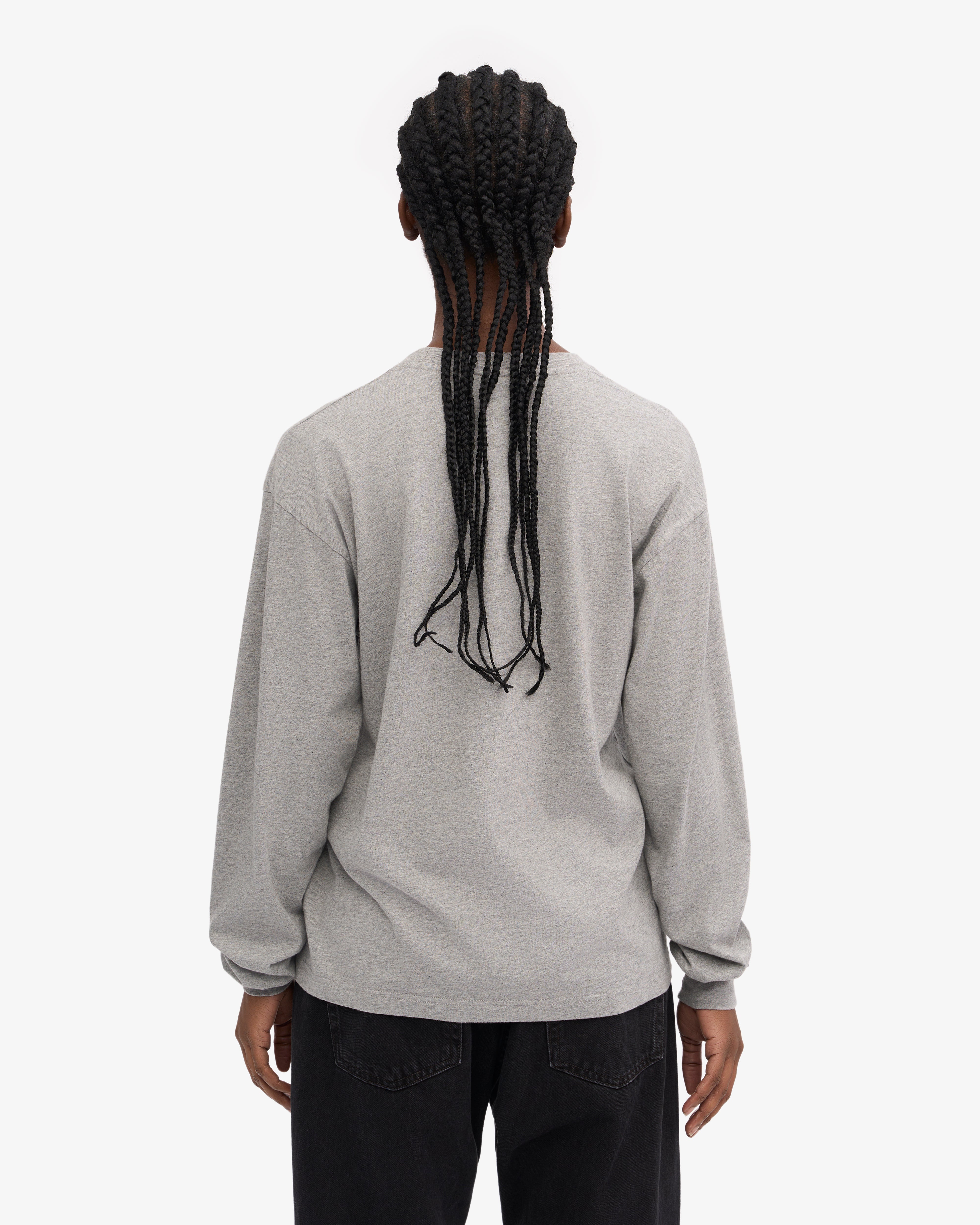 Oversized Organic LS T-Shirt - Heather Grey XS