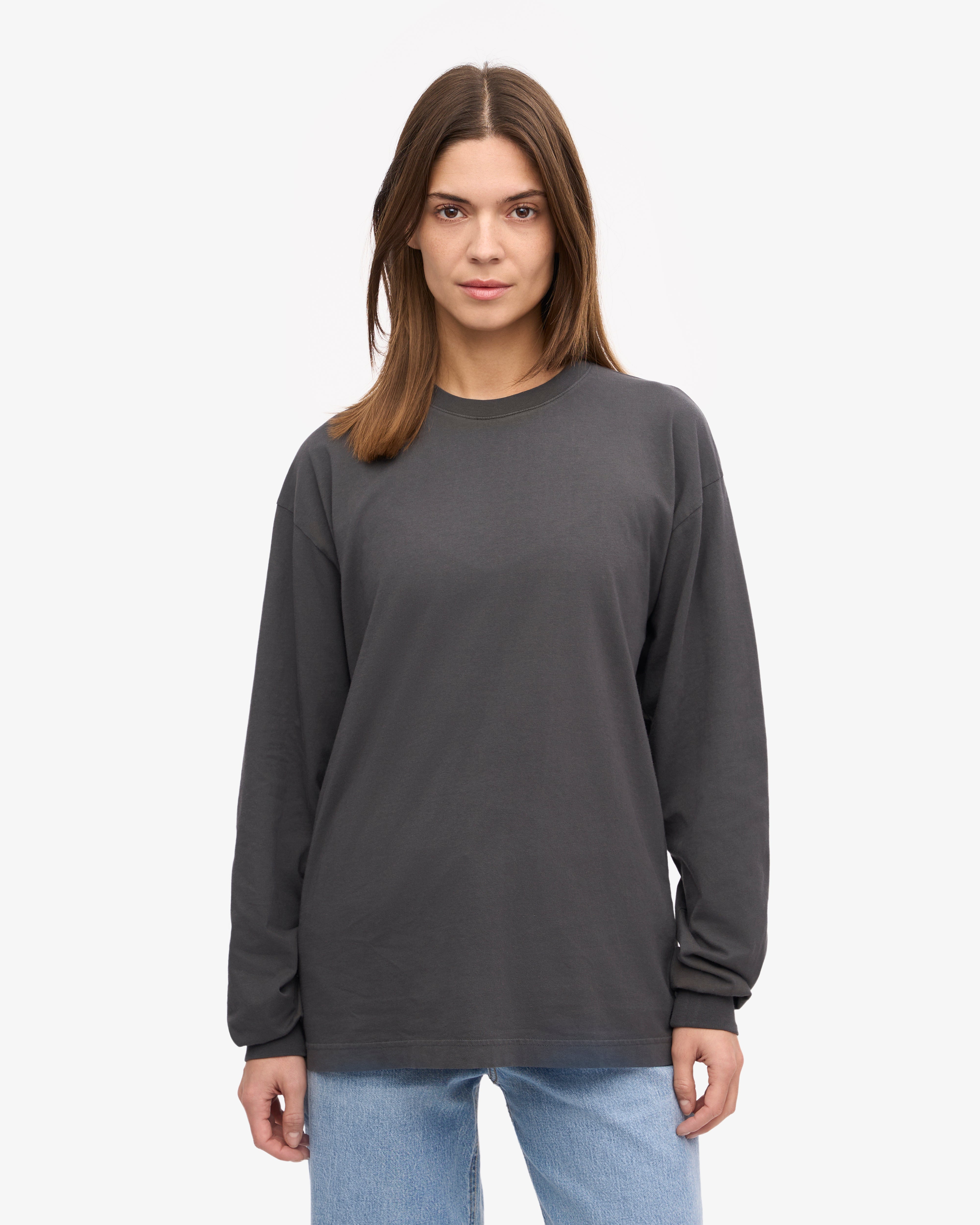 Oversized Organic LS T-Shirt - Lava Grey XS