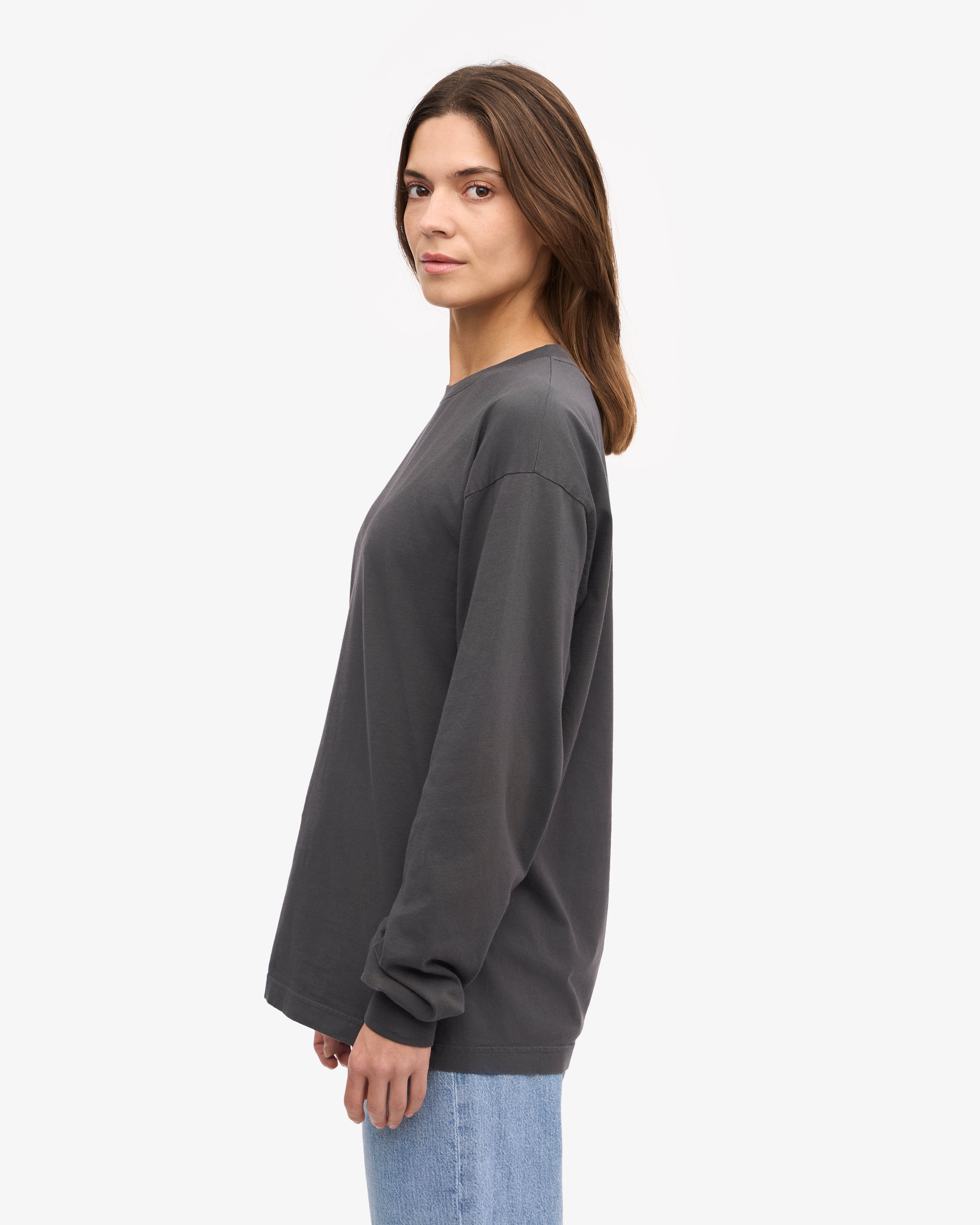 Oversized Organic LS T-Shirt - Lava Grey XS