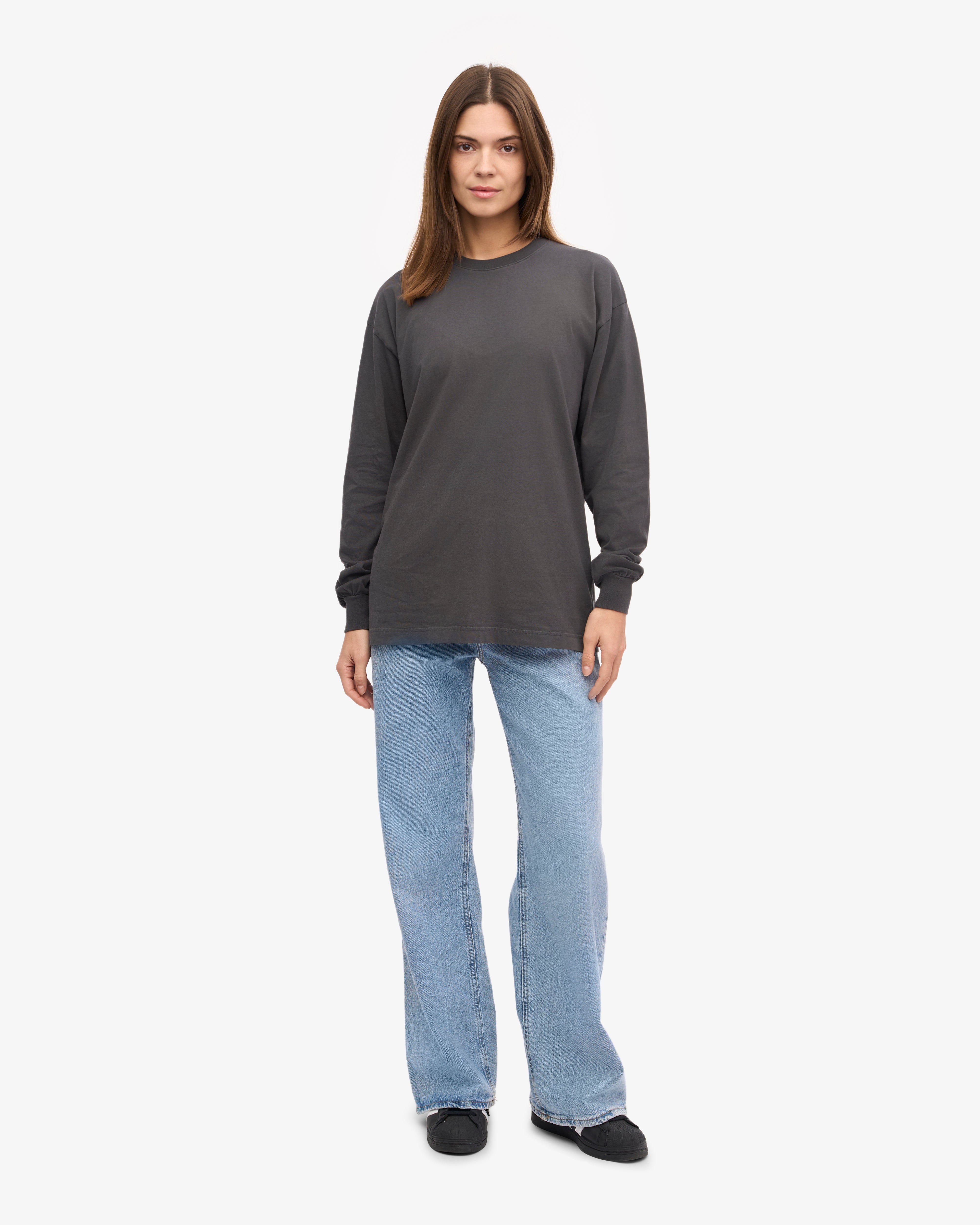 Oversized Organic LS T-Shirt - Lava Grey XS