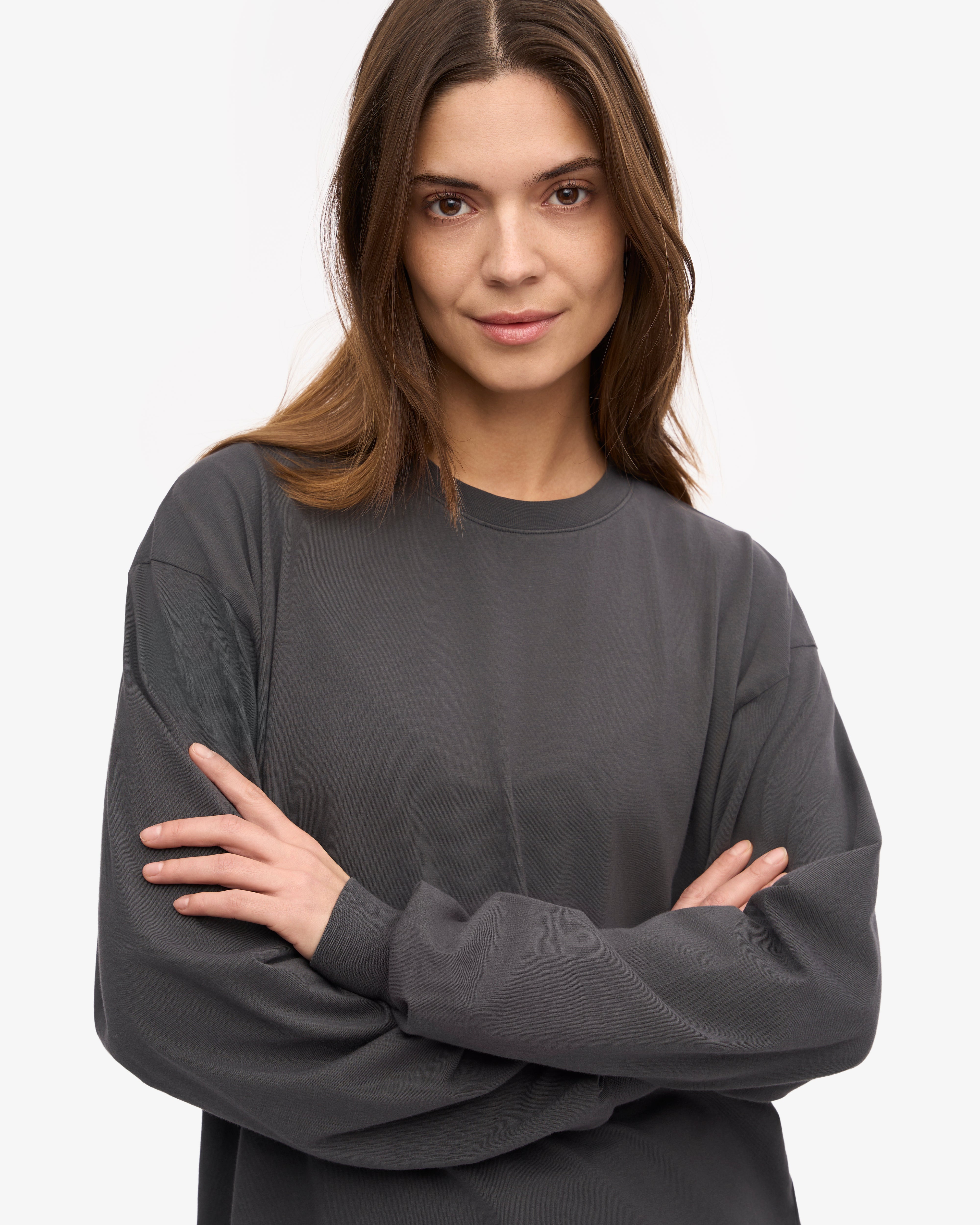 Oversized Organic LS T-Shirt - Lava Grey XS