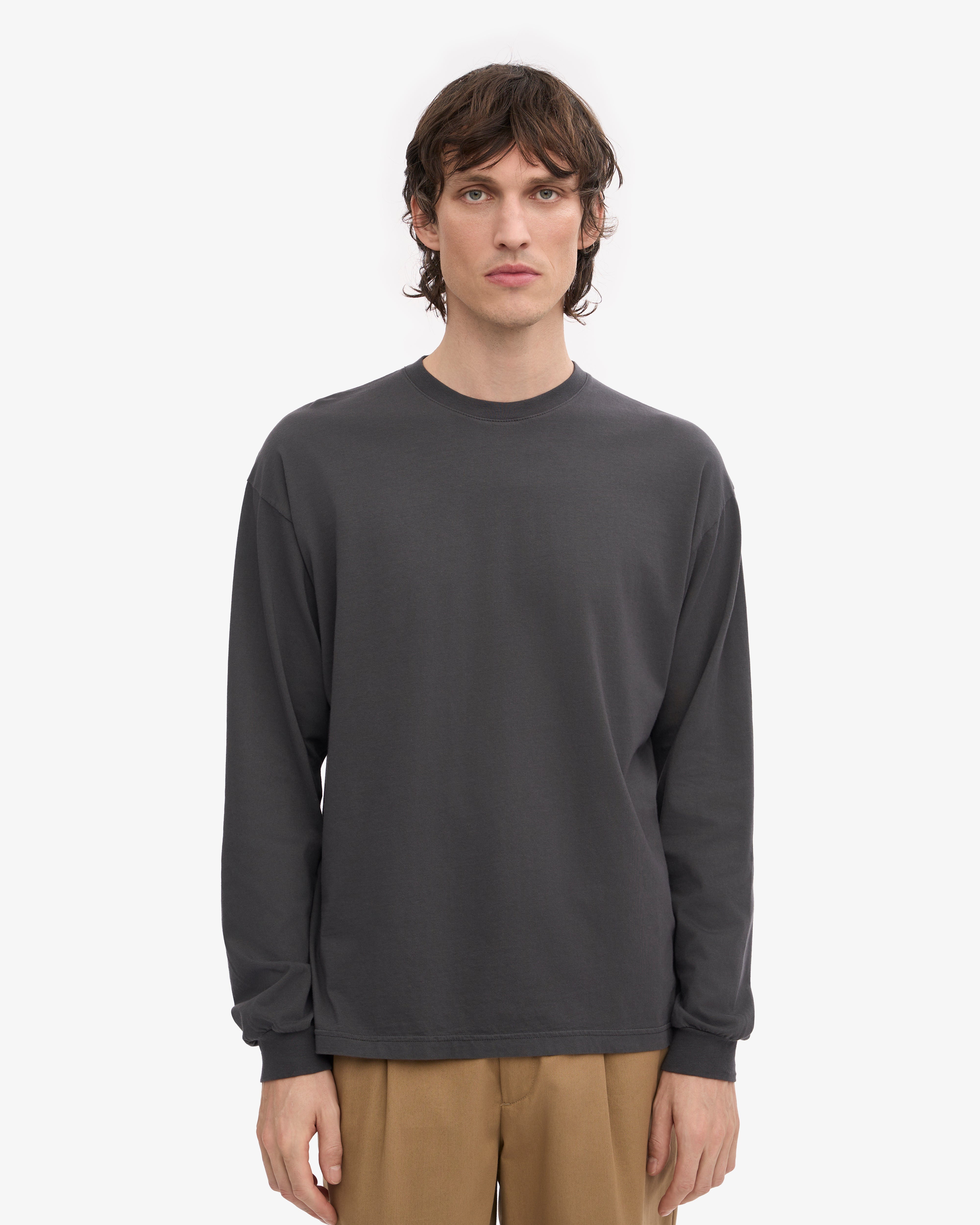 Oversized Organic LS T-Shirt - Lava Grey XS