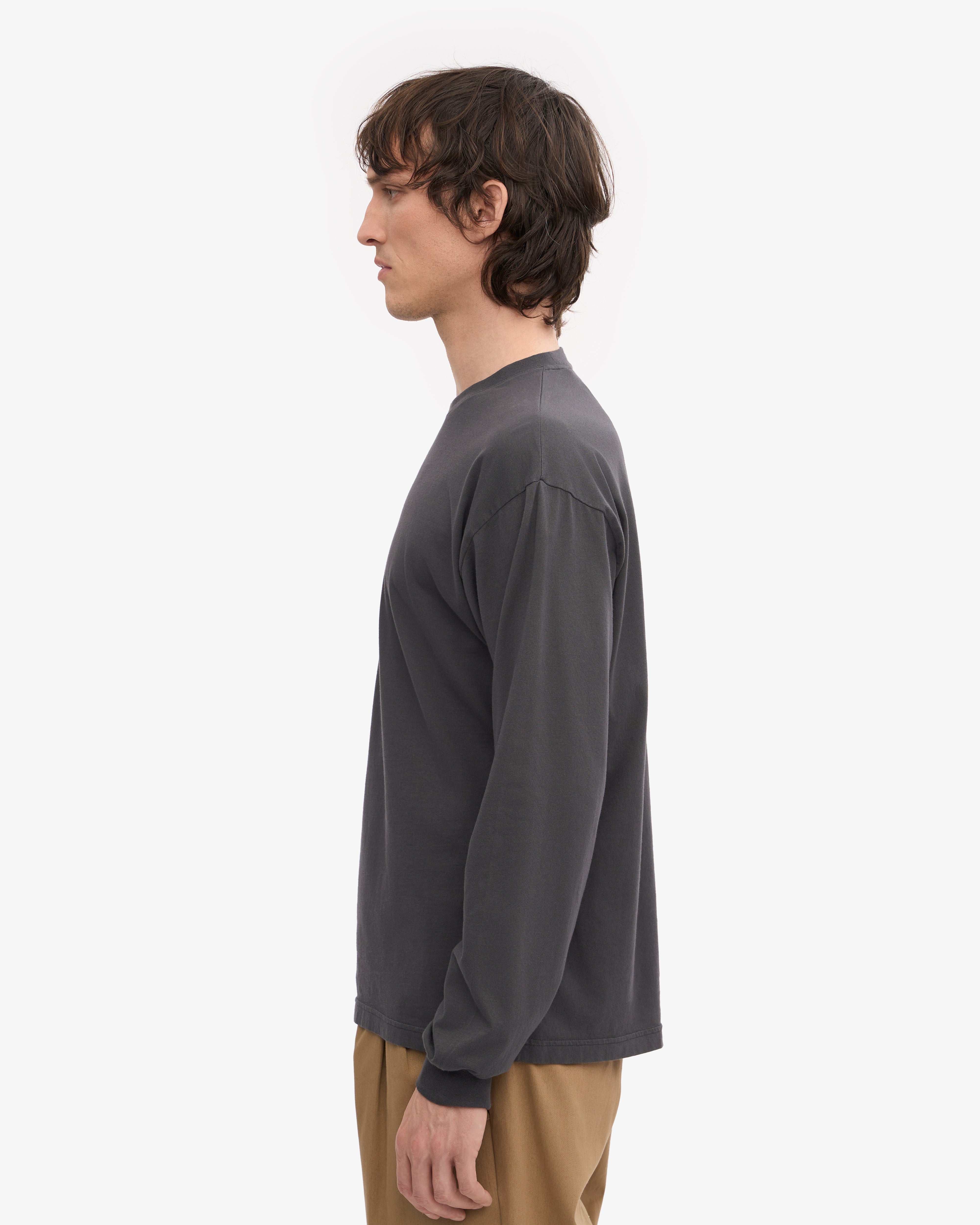 Oversized Organic LS T-Shirt - Lava Grey XS