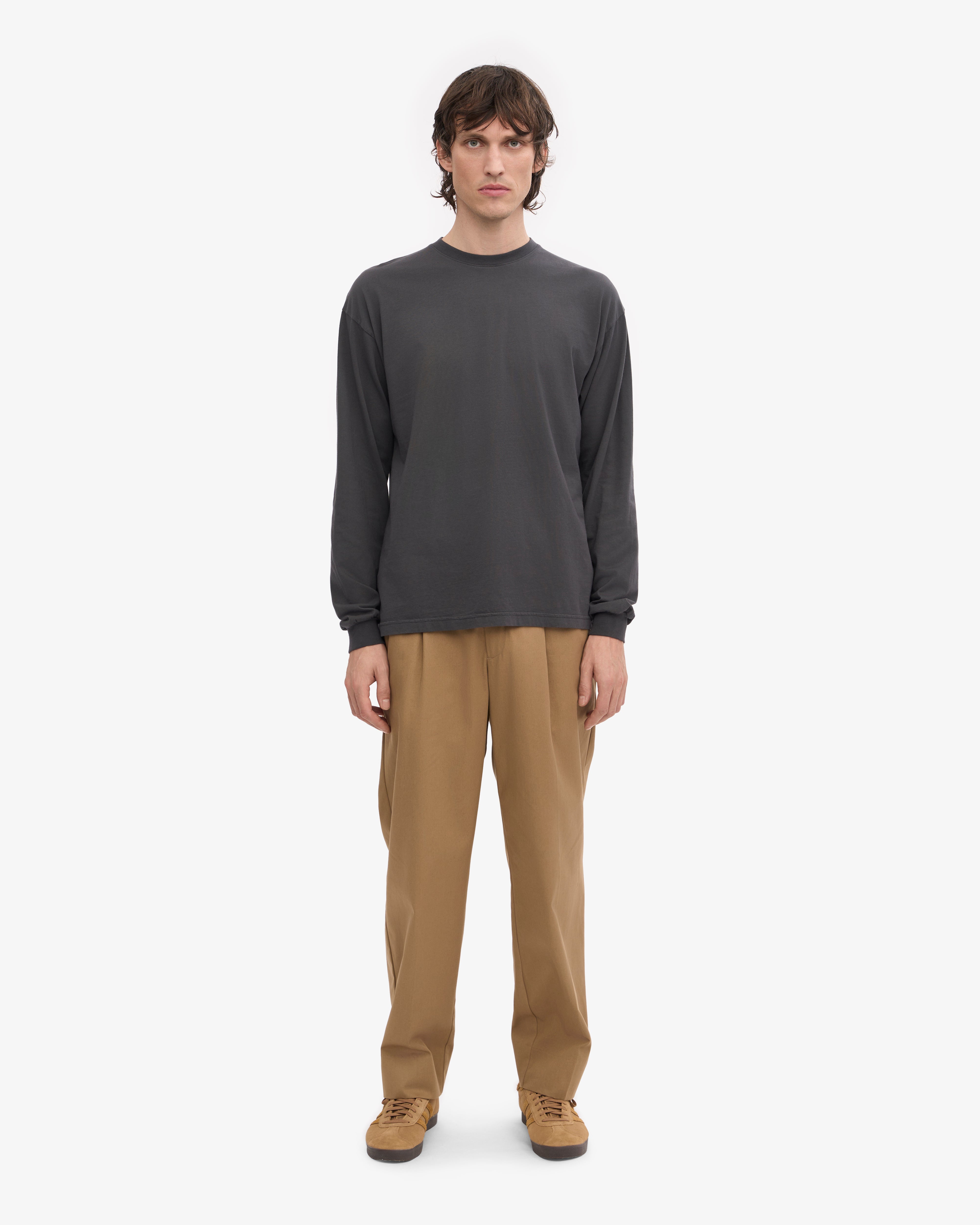 Oversized Organic LS T-Shirt - Lava Grey XS