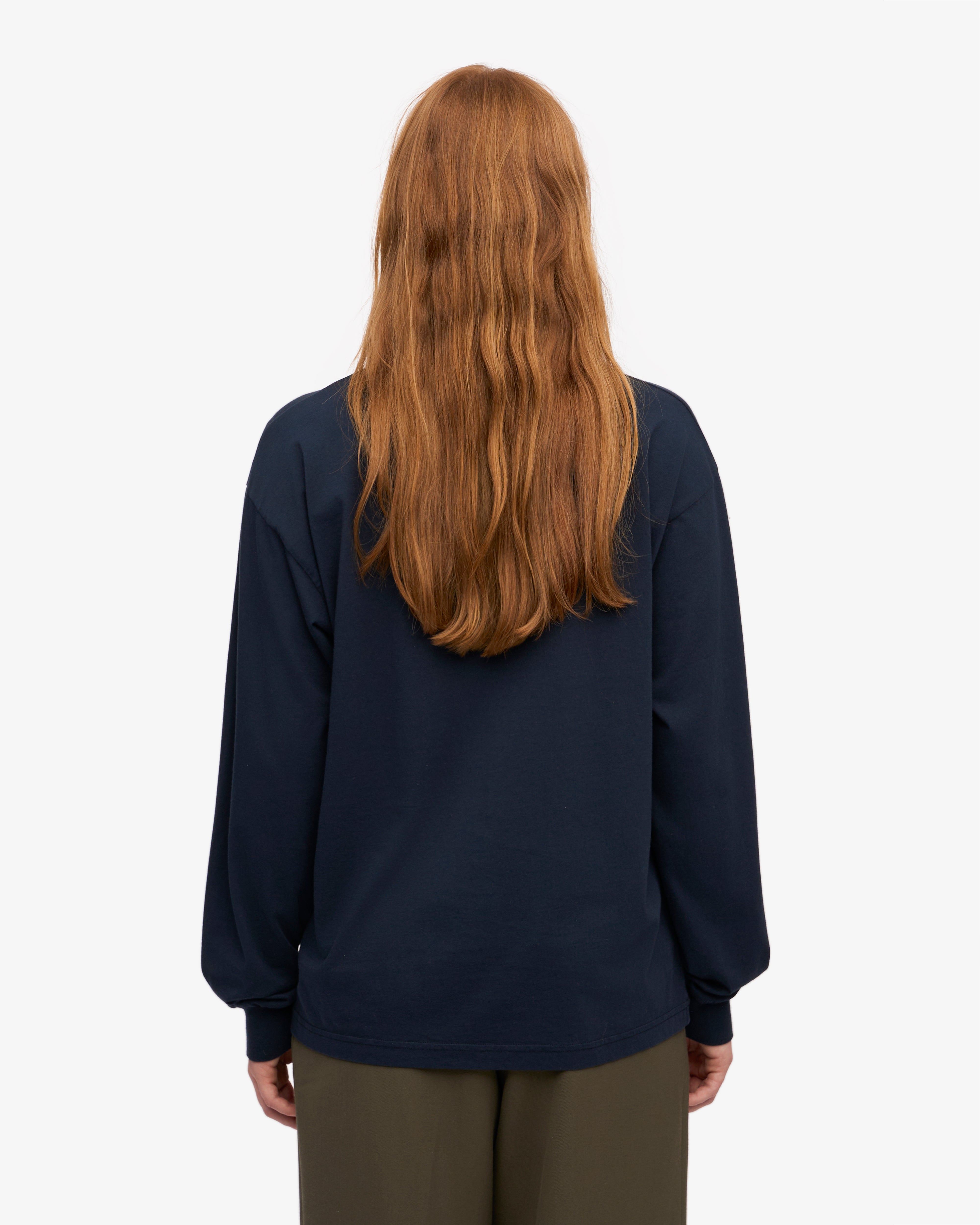 Oversized Organic LS T-Shirt - Navy Blue XS