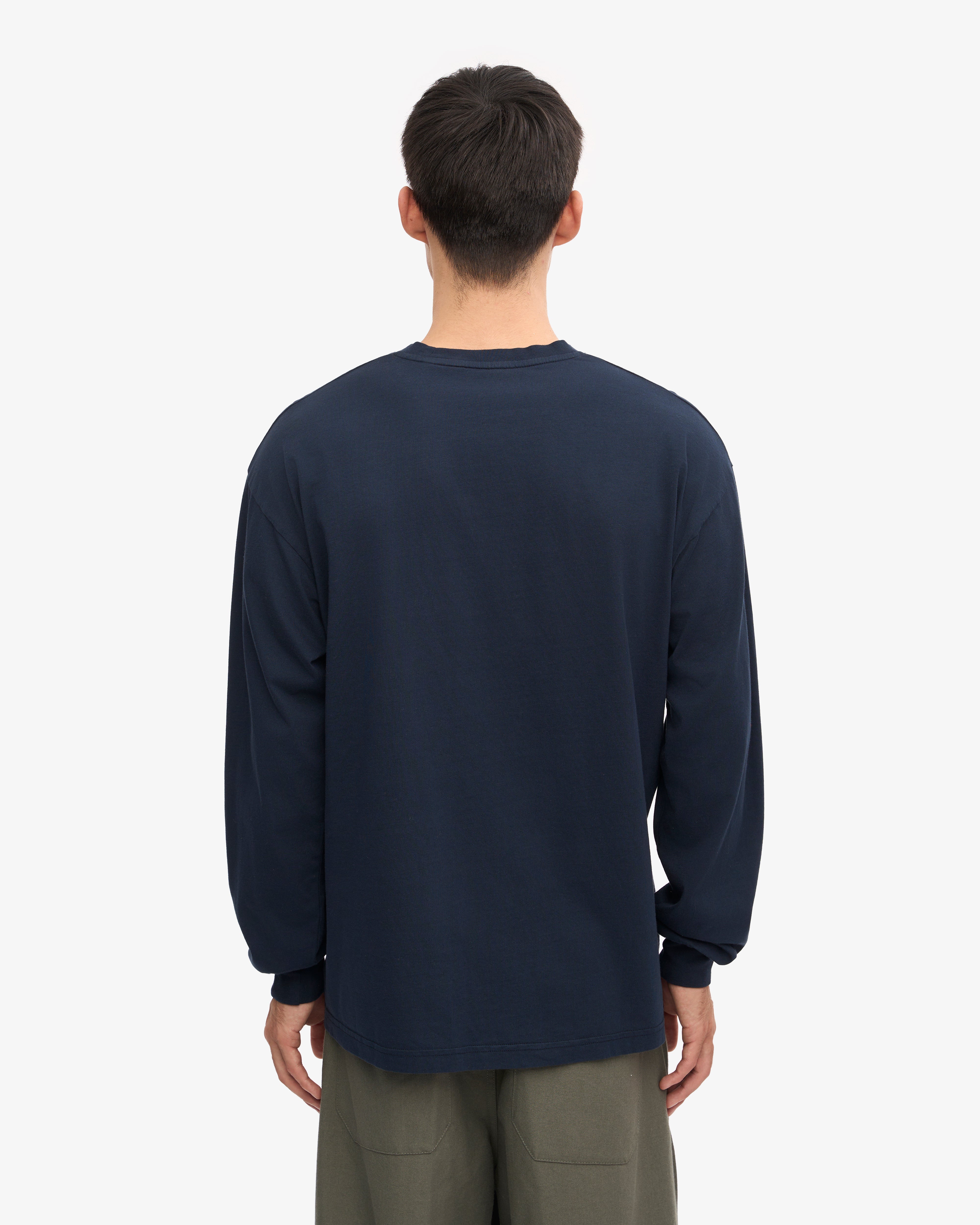 Oversized Organic LS T-Shirt - Navy Blue XS