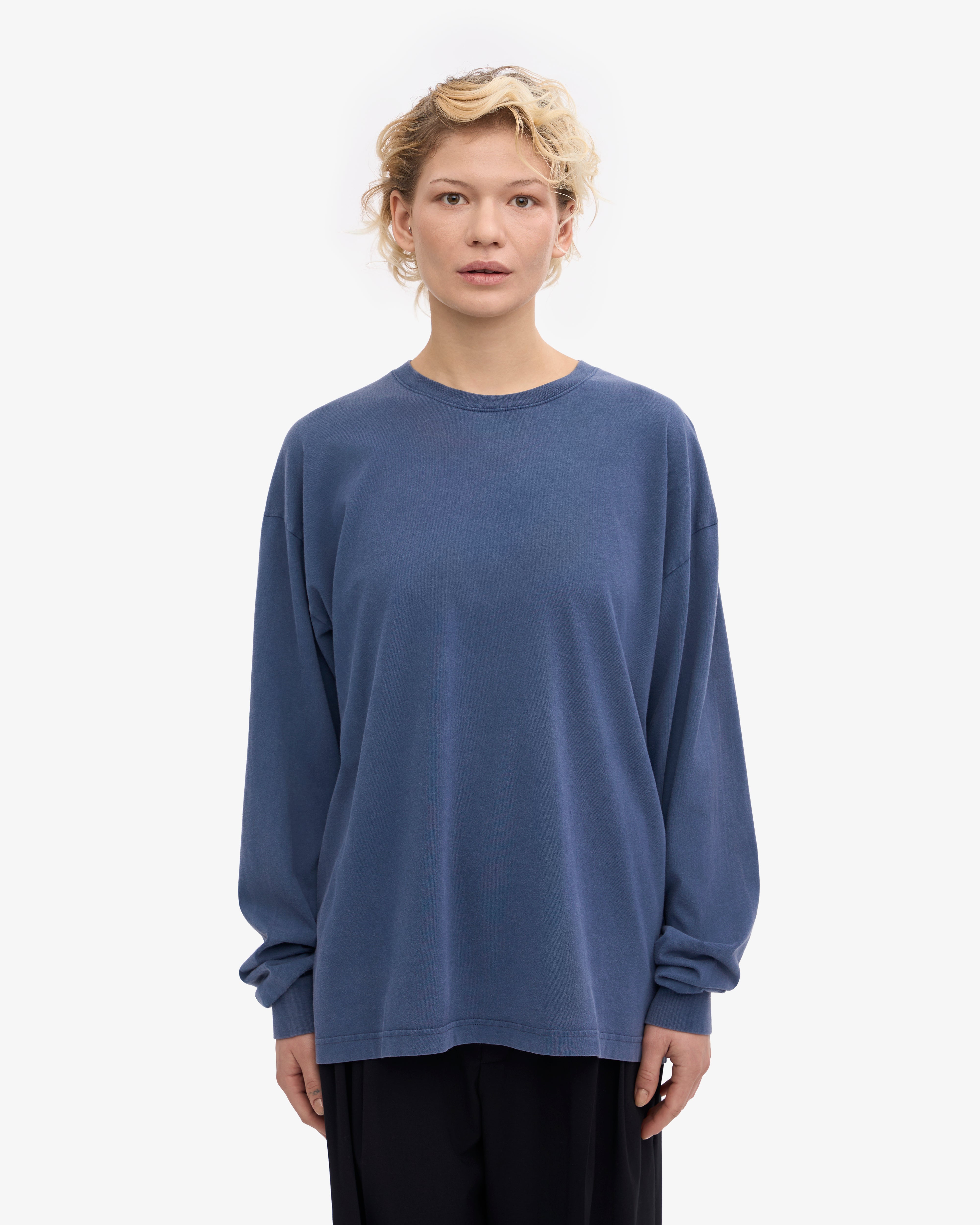 Oversized Organic LS T-Shirt - Neptune Blue XS