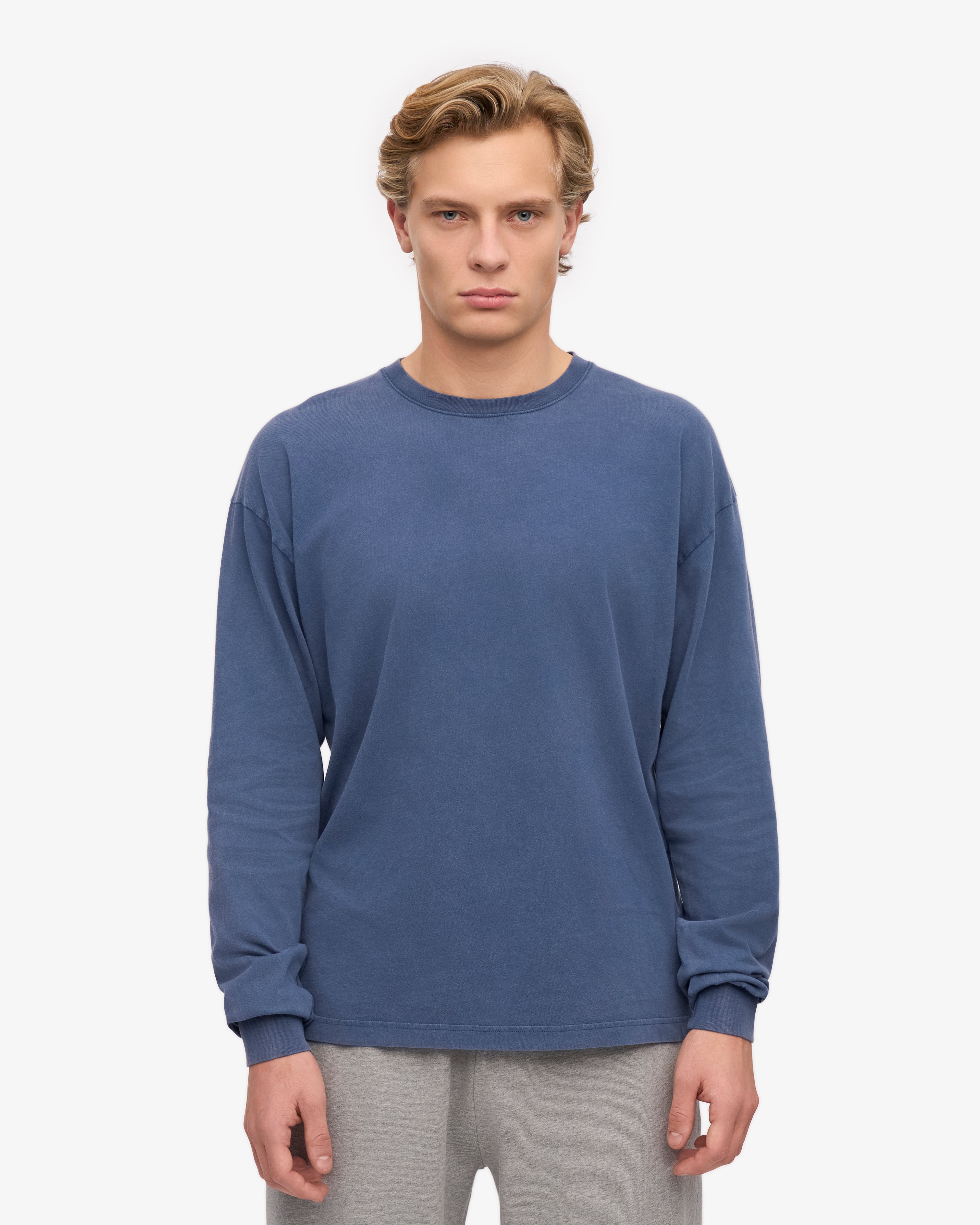 Oversized Organic LS T-Shirt - Neptune Blue XS