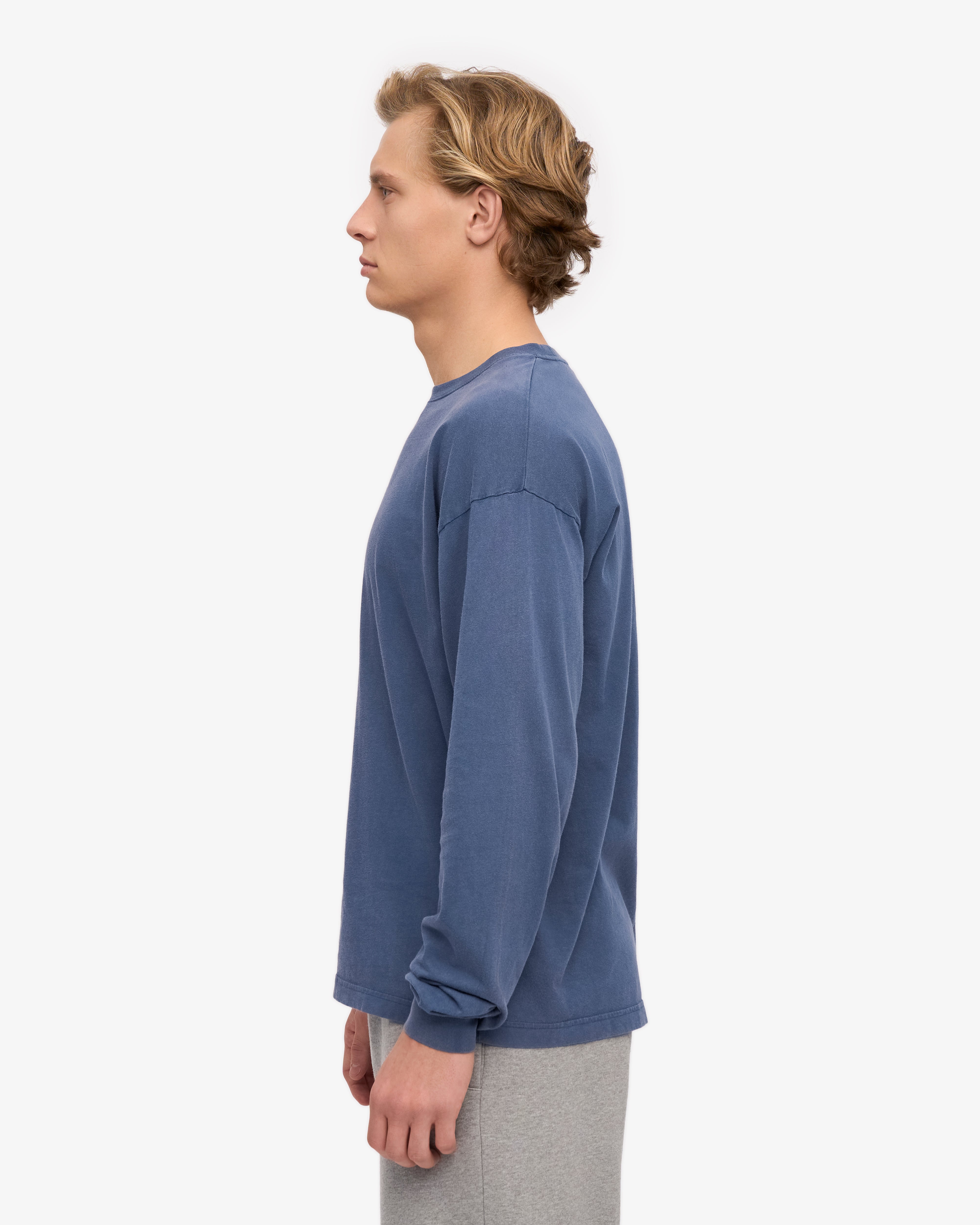 Oversized Organic LS T-Shirt - Neptune Blue XS
